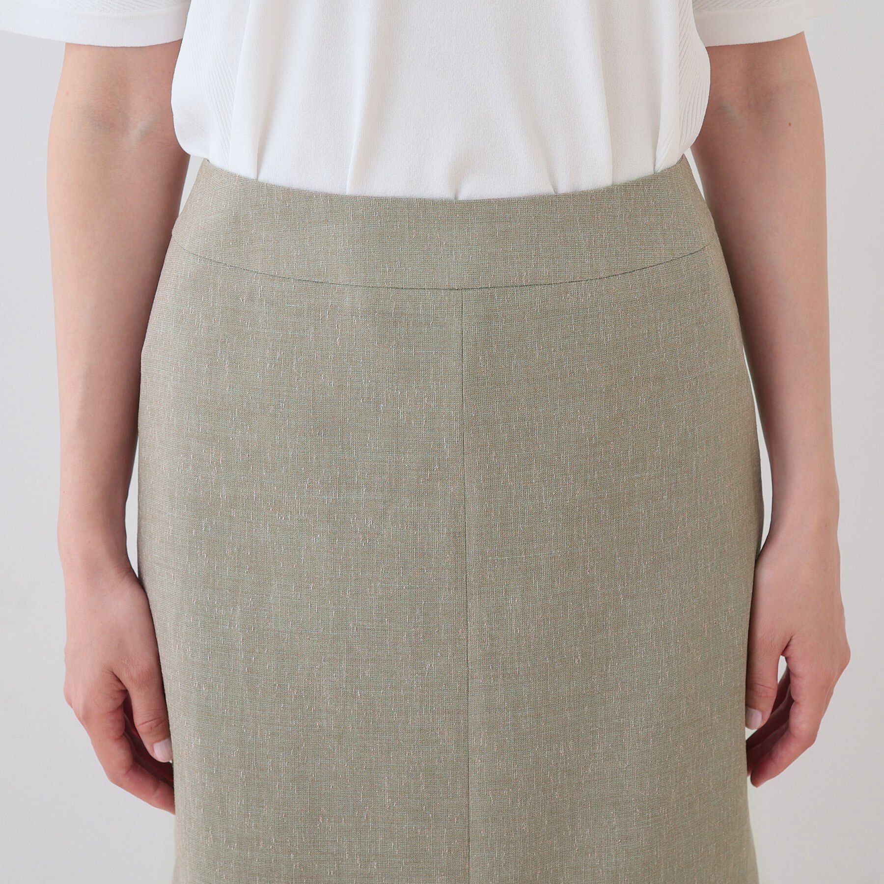 INDIVI「【日本製】リネンライクセミフレアースカート」|スカート|