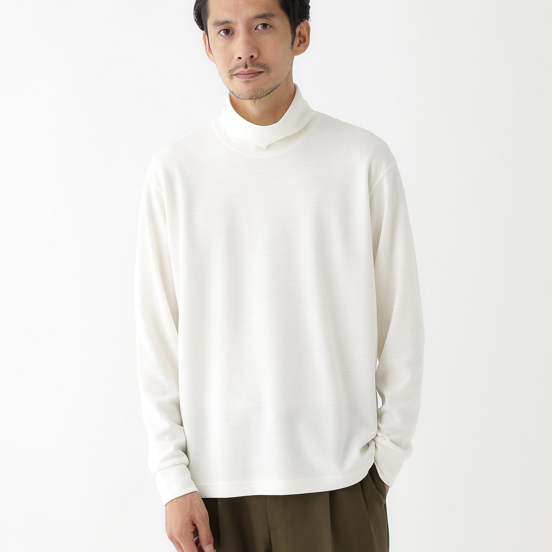 TAKEO KIKUCHI「【THE FLAGSHIP】ウール混 オフネック プルオーバー」|Tシャツ・カットソー|ホワイト(001)