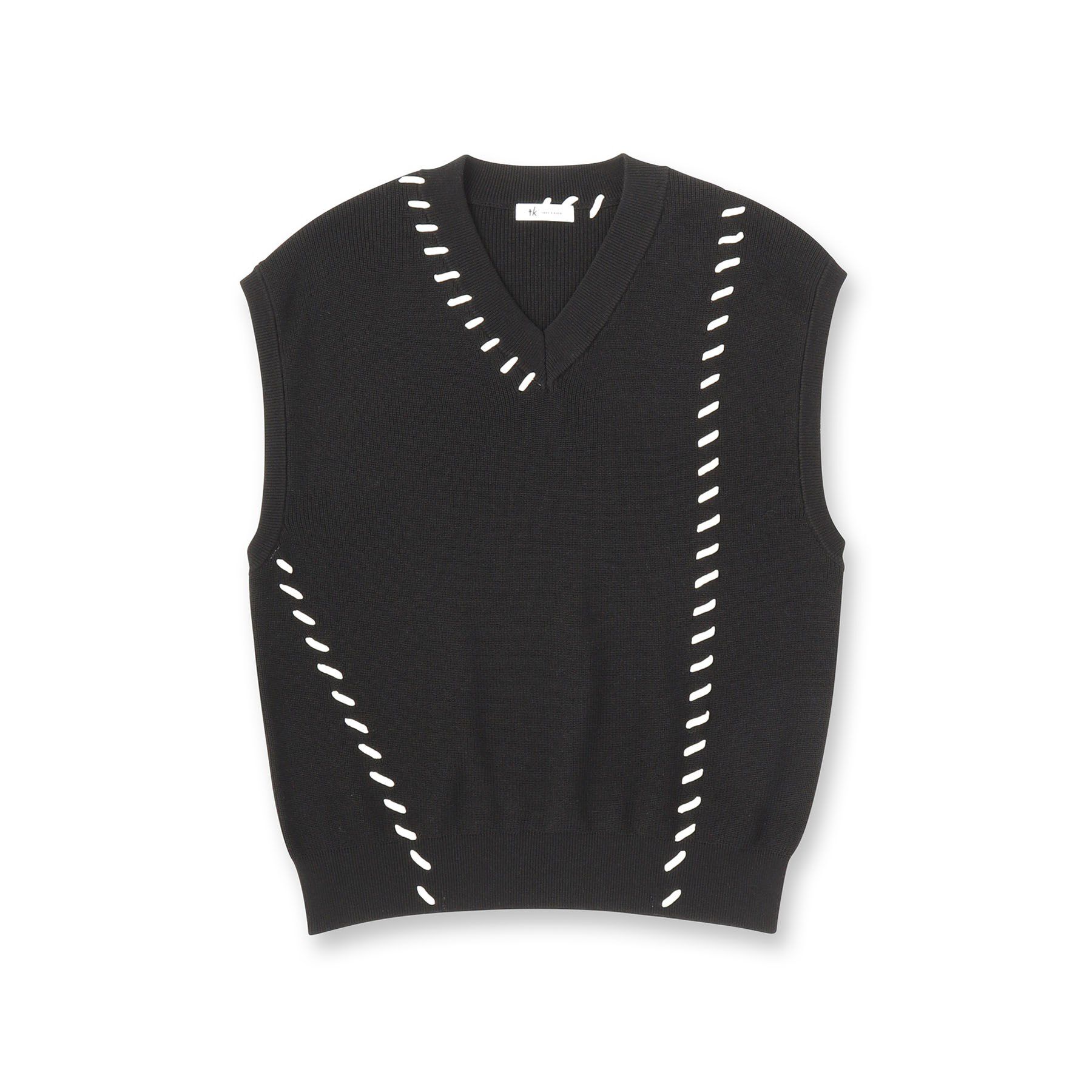 tk.TAKEO KIKUCHI「クロップドVネックニットベスト」|ベスト・ジレ|