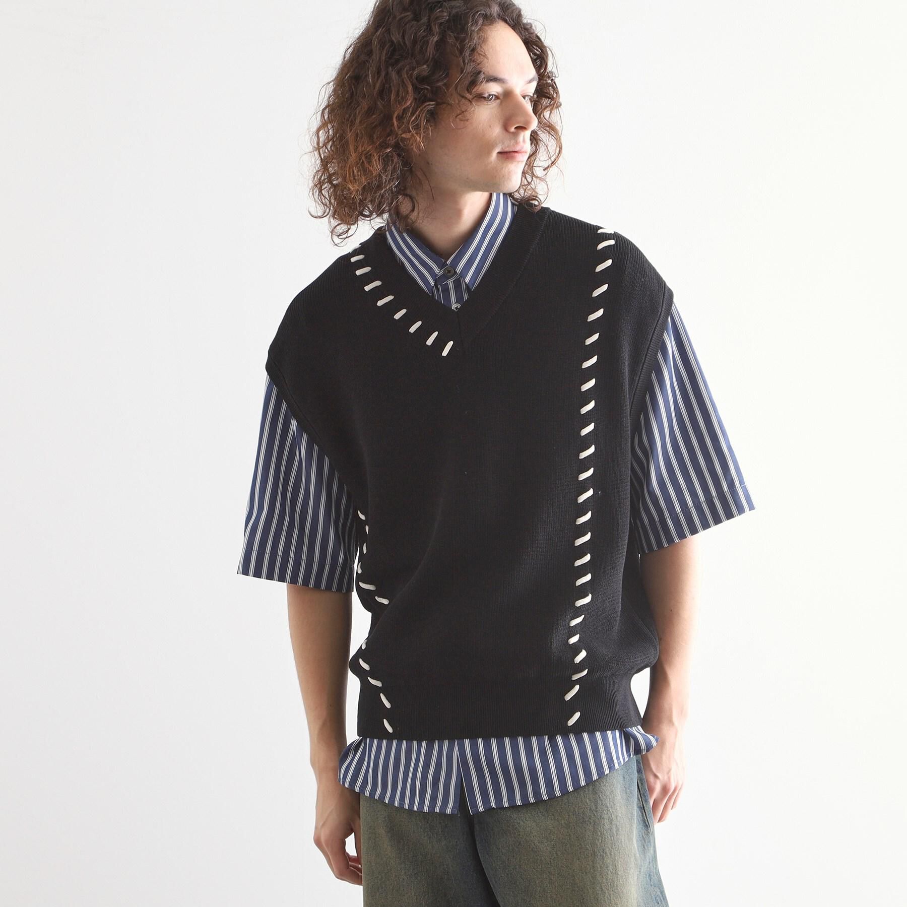 tk.TAKEO KIKUCHI「クロップドVネックニットベスト」|ベスト・ジレ|