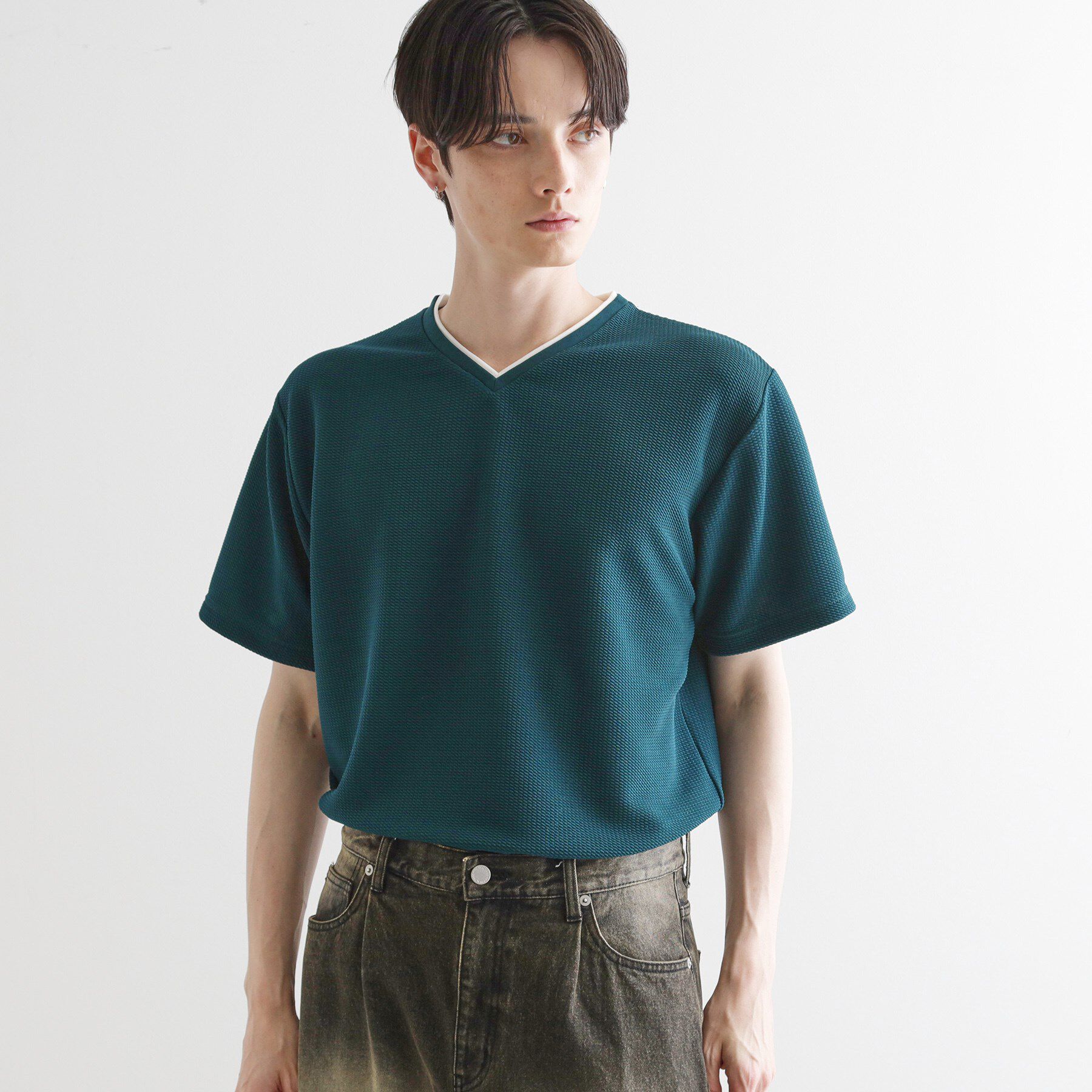 tk.TAKEO KIKUCHI「フェイクレイヤードVネックカットソー」|Tシャツ・カットソー|