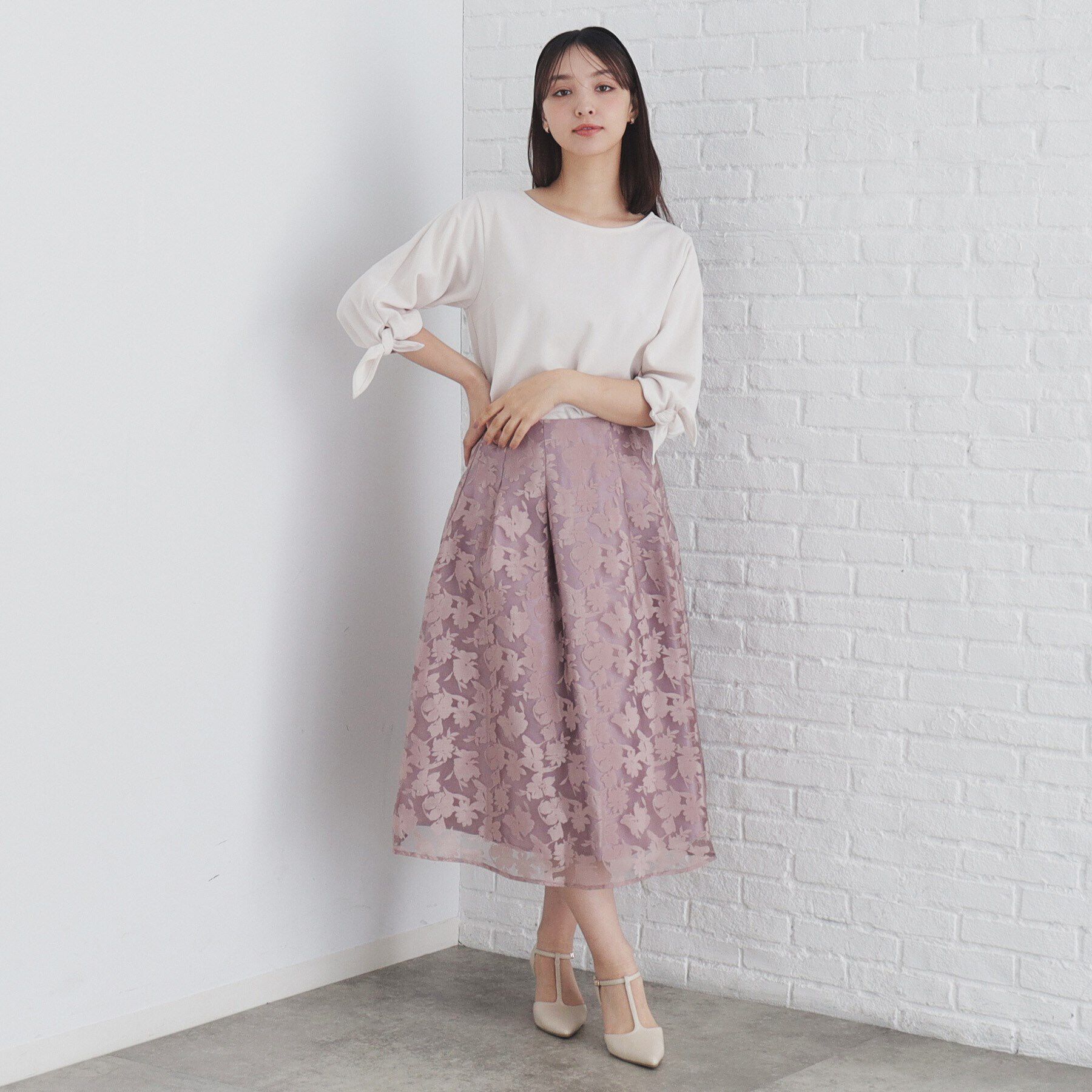 index「カットジョーゼットリボンスリーブトップス【洗濯機洗い可】」|Tシャツ・カットソー|