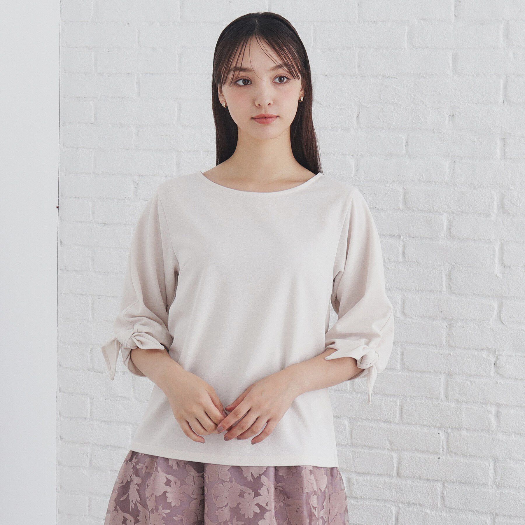 index「カットジョーゼットリボンスリーブトップス【洗濯機洗い可】」|Tシャツ・カットソー|