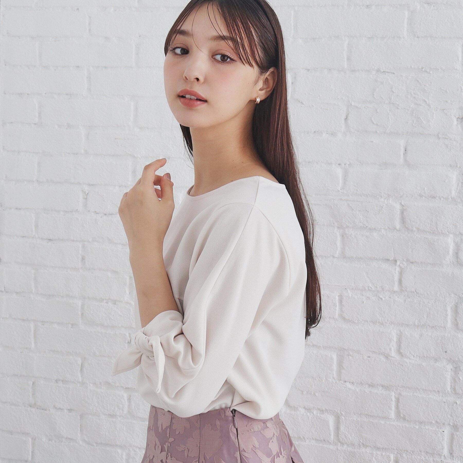 index「カットジョーゼットリボンスリーブトップス【洗濯機洗い可】」|Tシャツ・カットソー|