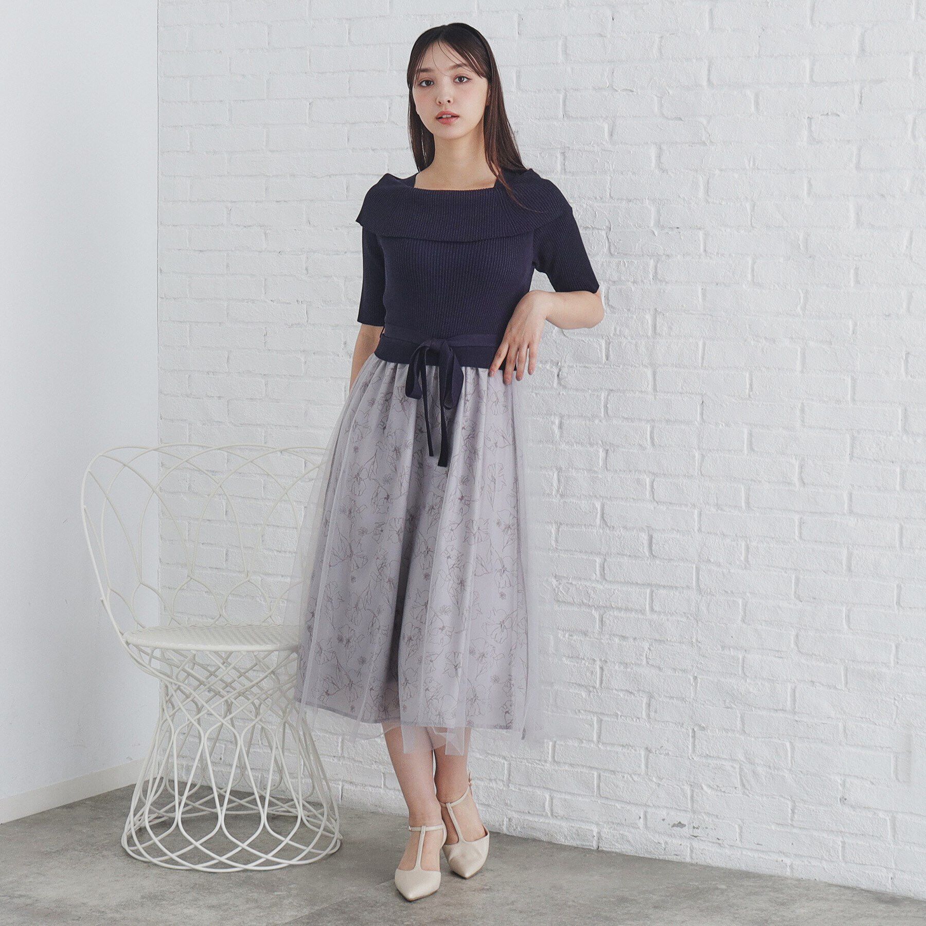 index「《S-LLsize》フラワーチュールドッキングワンピース【洗濯機洗い可/抗ピル】」|ワンピース|