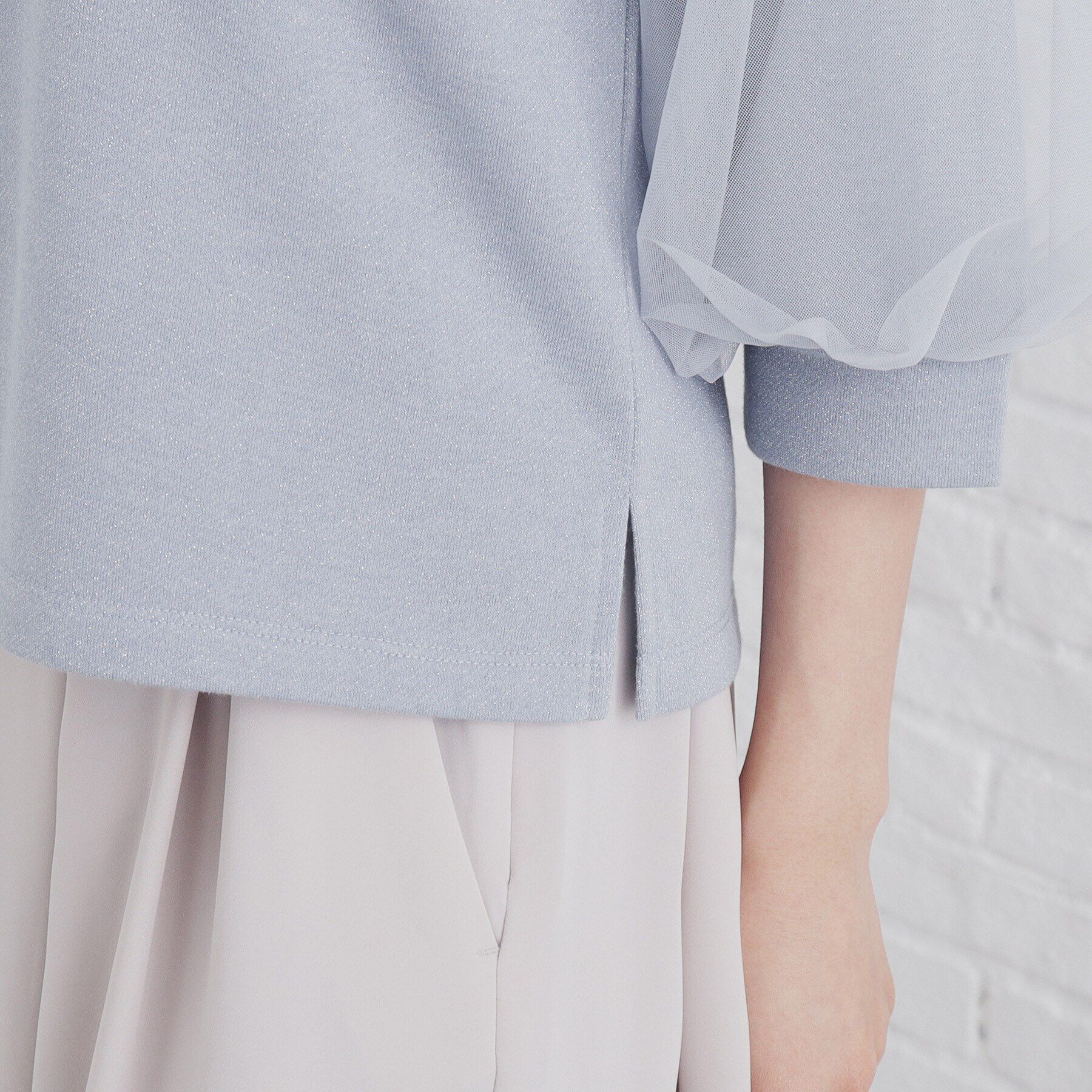 index「チュールドッキングスリーブラメトップス【洗濯機洗い可】」|Tシャツ・カットソー|