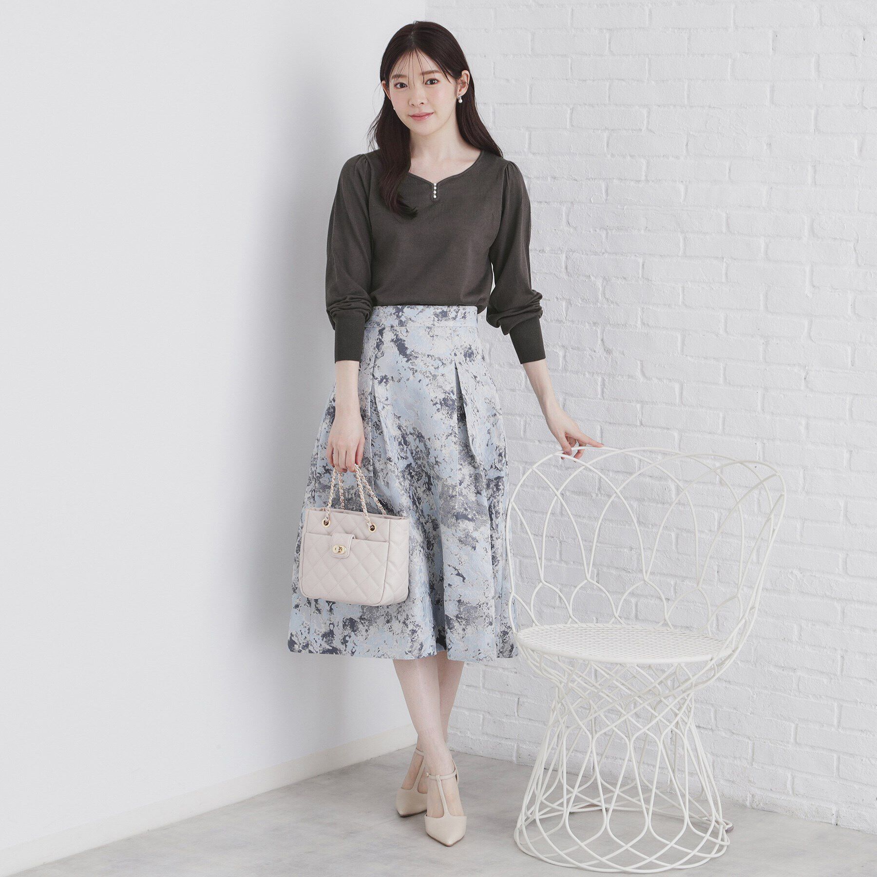 index「《5color/XS-LLsize》パール調デザインハートネックニット【洗濯機洗い可】」|ニット・セーター|