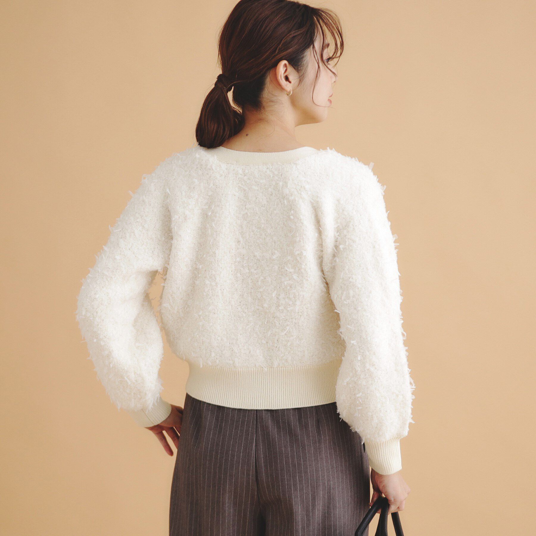 index「チュールフラッグVネックカーディガン【洗濯機洗い可】」|カーディガン|