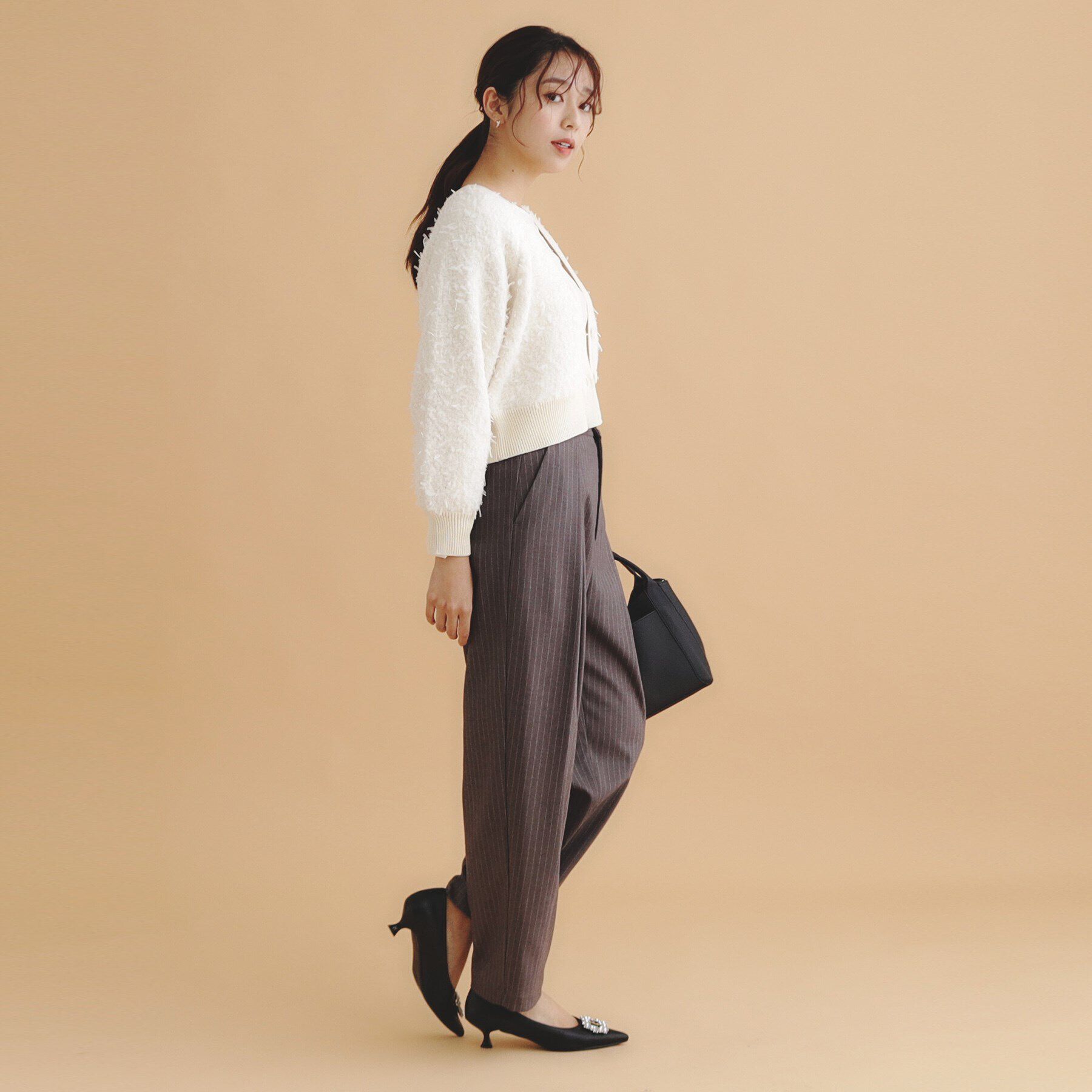 index「チュールフラッグVネックカーディガン【洗濯機洗い可】」|カーディガン|