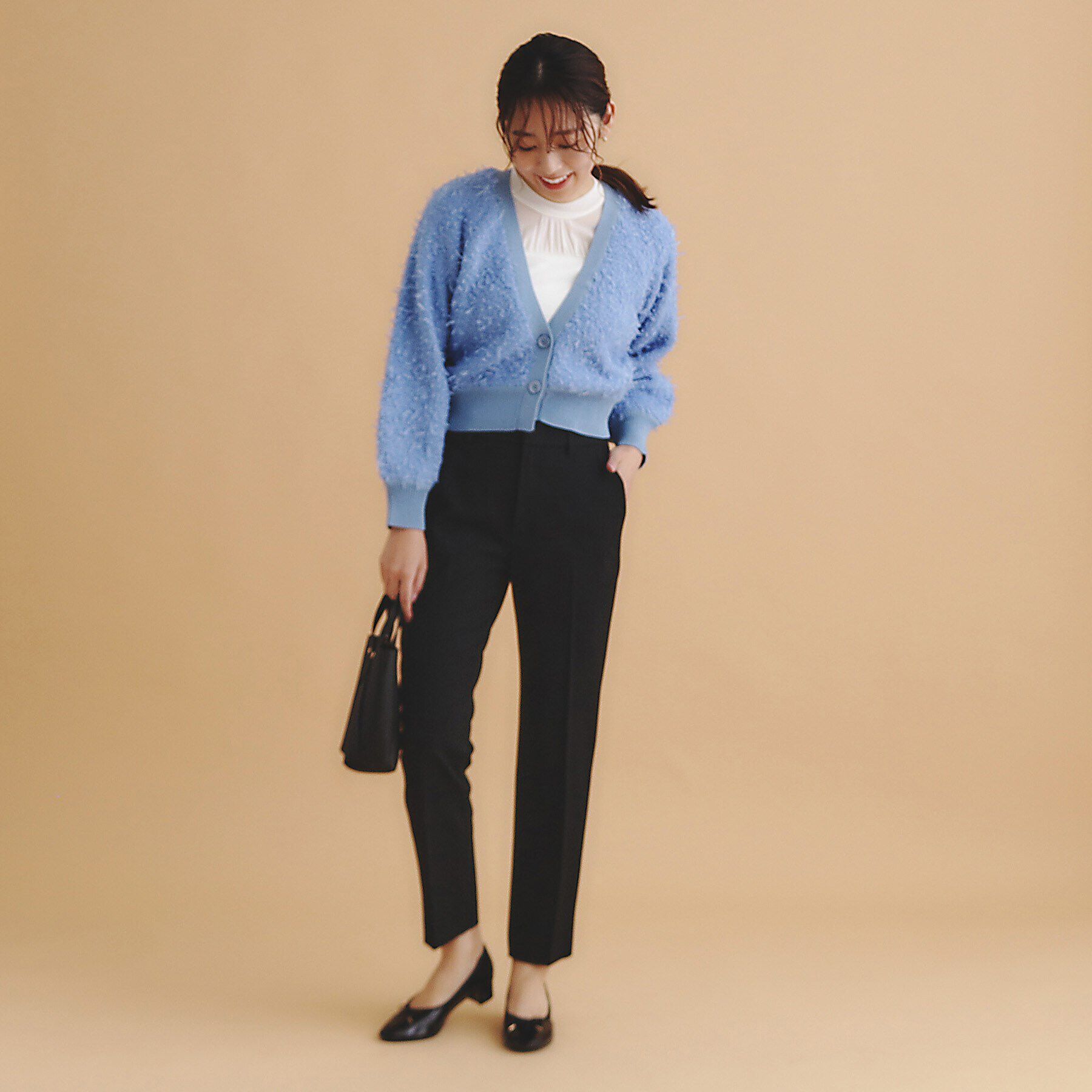 index「チュールフラッグVネックカーディガン【洗濯機洗い可】」|カーディガン|