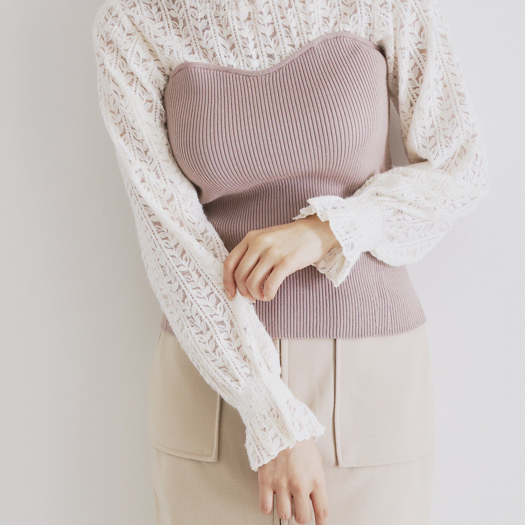 index「レースビスチェドッキングニット【洗える】」|Tシャツ・カットソー|