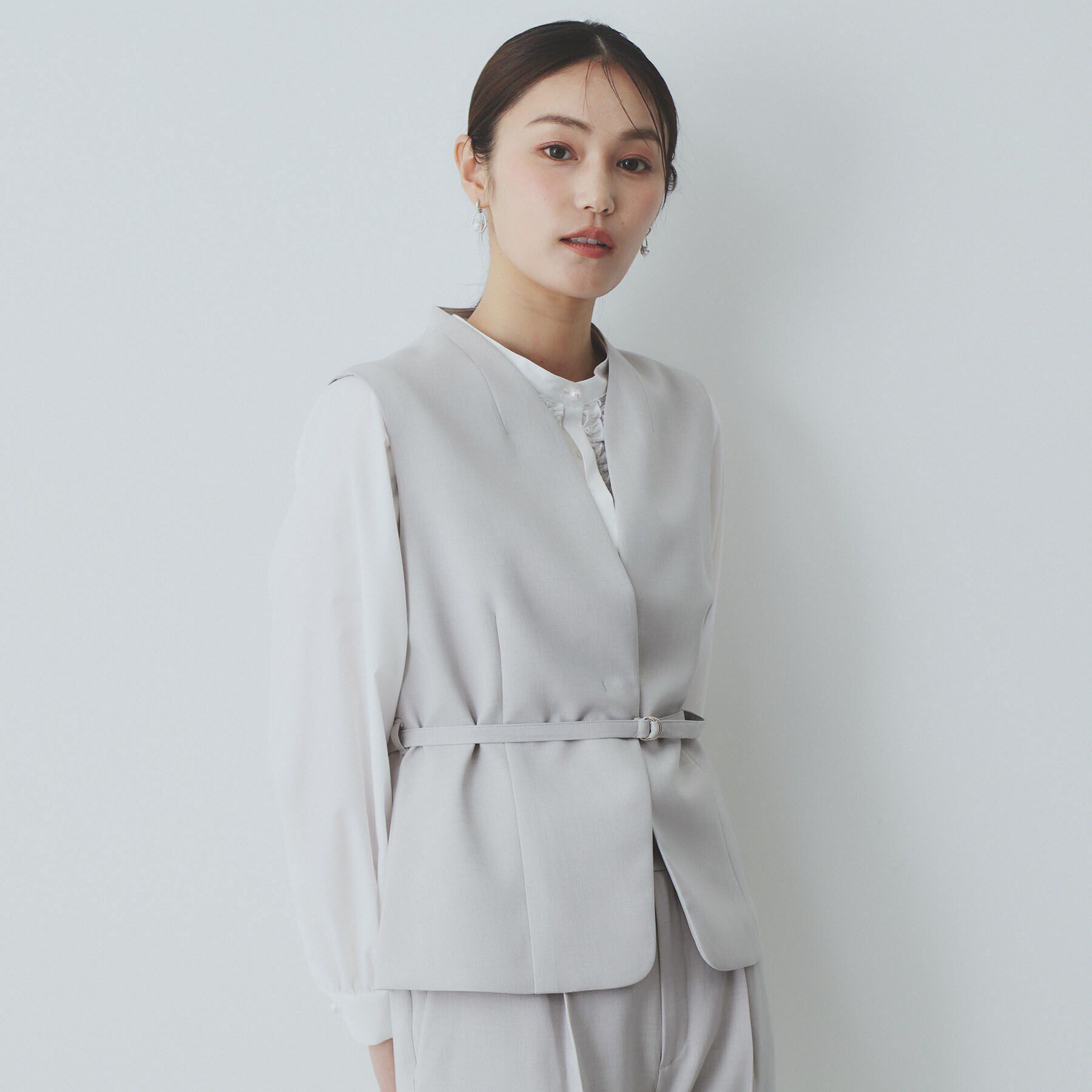 index「ドライタッチストレッチノーカラージレ/セットアップ対応【洗濯機洗い可/イージーアイロン】」|ベスト・ジレ|