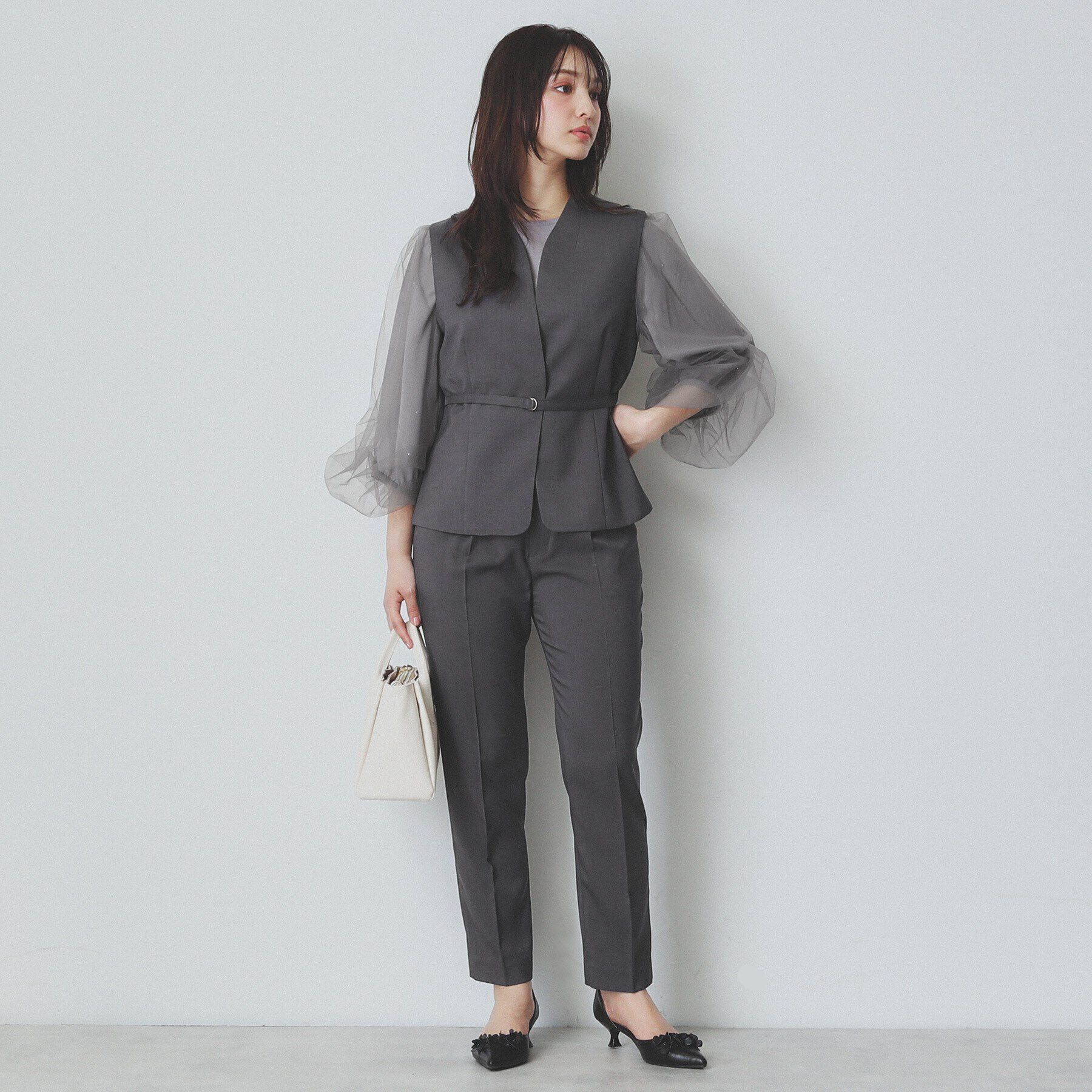 index「ドライタッチストレッチノーカラージレ/セットアップ対応【洗濯機洗い可/イージーアイロン】」|ベスト・ジレ|