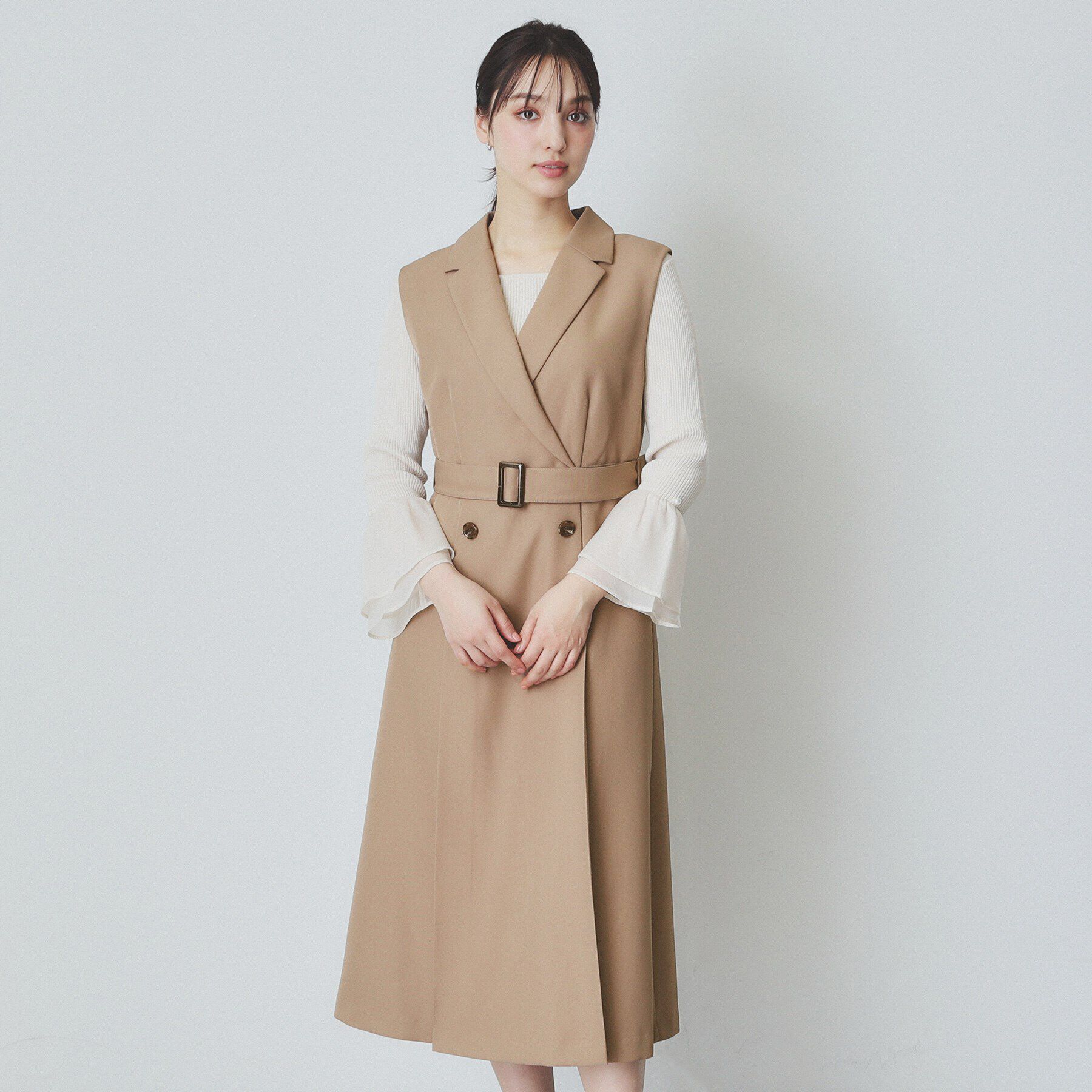 index「衿付きトレンチワンピース【洗濯機洗い可/防シワ/イージーアイロン】」|ワンピース|