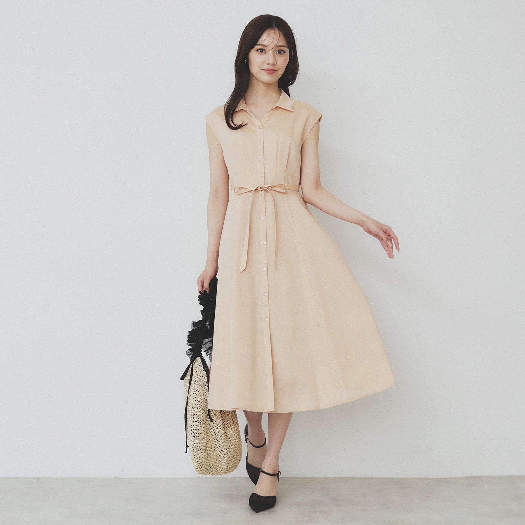 index「リネンライクシャツワンピース【洗濯機洗い可】」|ワンピース|