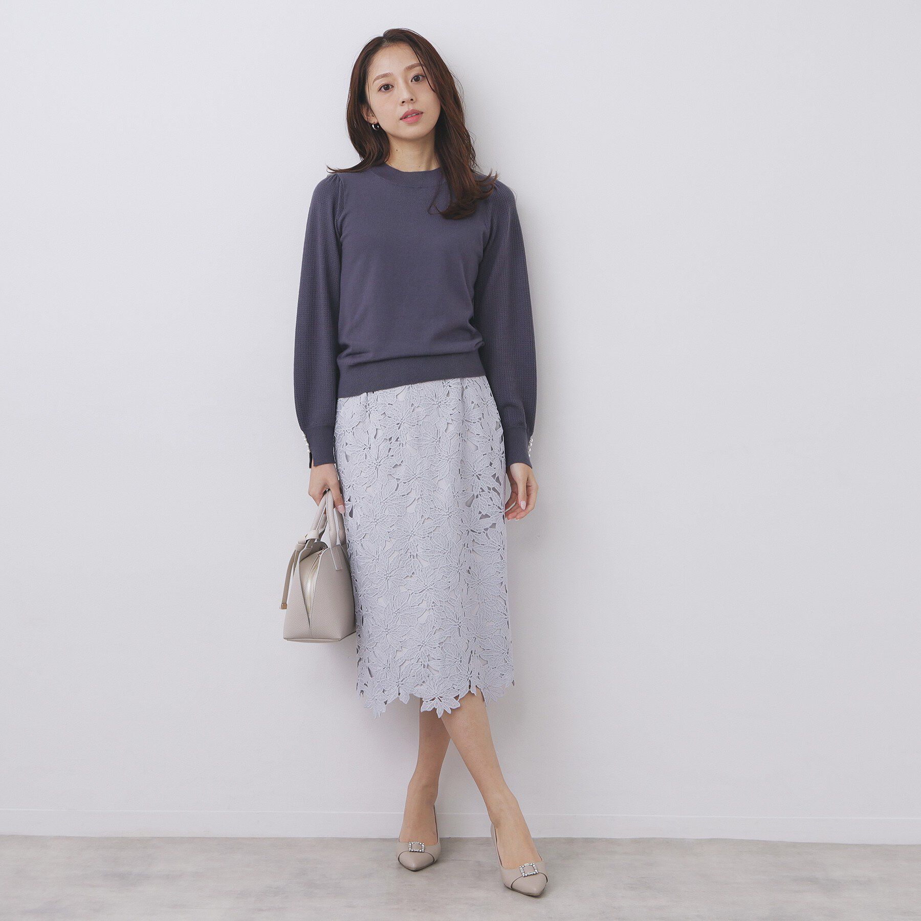 index「柄編みスリーブハイネックニット【洗濯機OK】」|ニット・セーター|