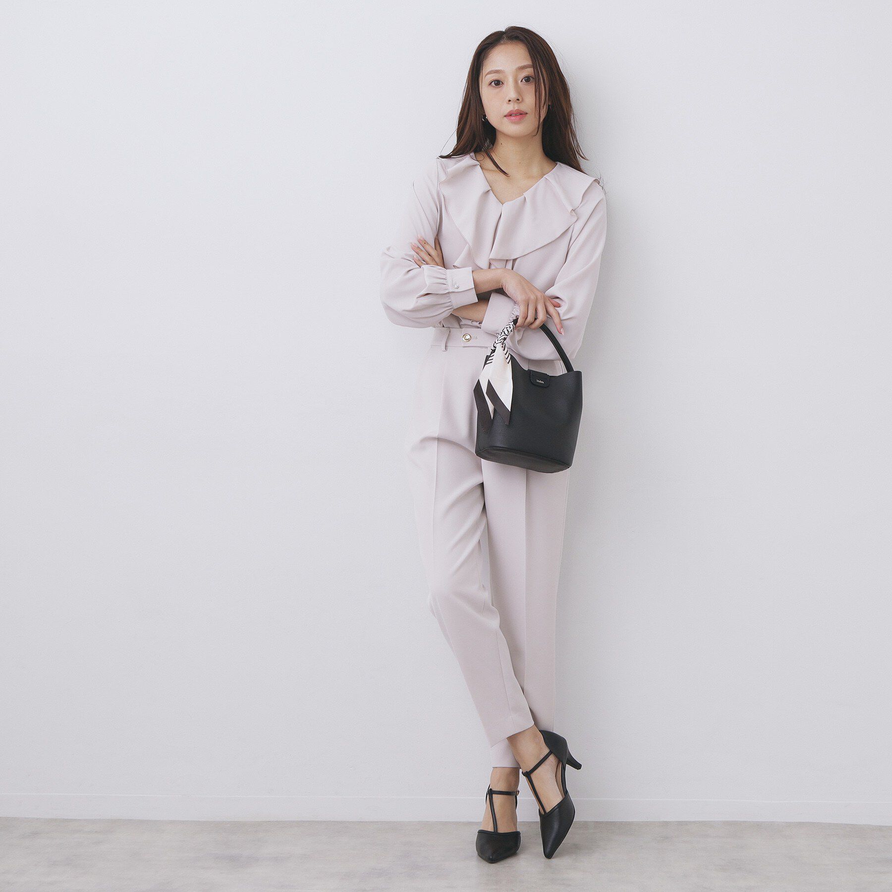 index「ストライプスカーフ付きミドルバッグ【2WAY】」|トートバッグ|