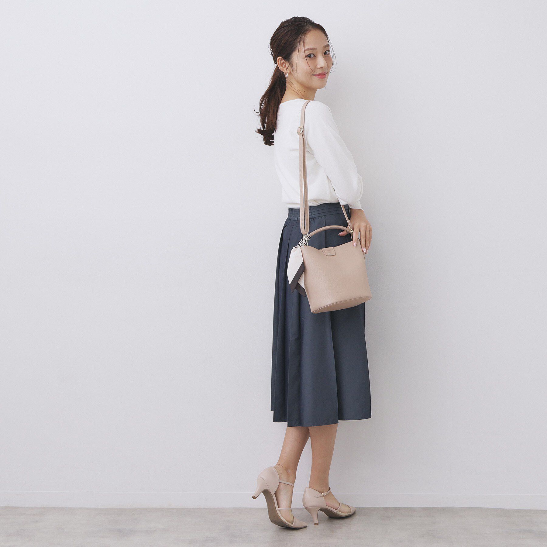 index「ストライプスカーフ付きミドルバッグ【2WAY】」|トートバッグ|