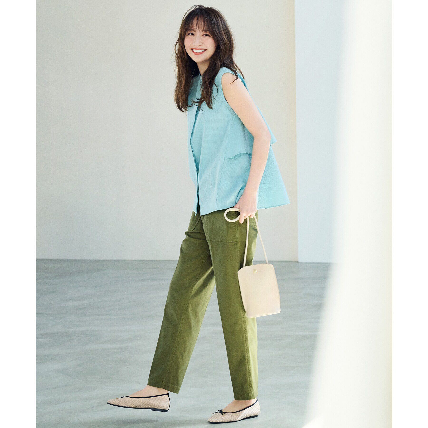 OPAQUE.CLIP「オーガニックコットン混 ベイカーパンツ」|その他|カーキ(027)