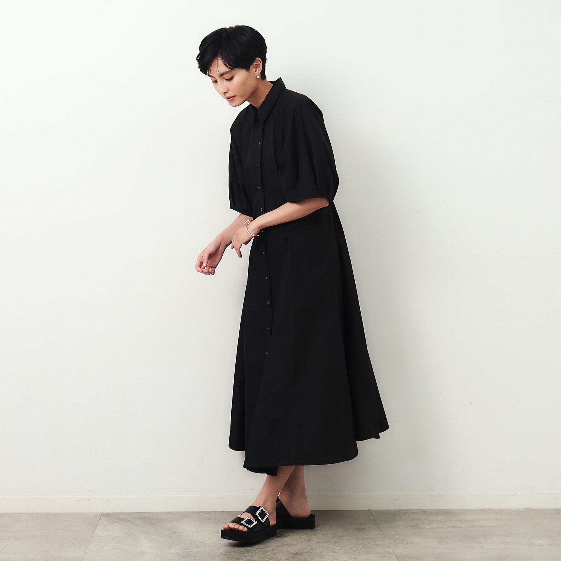 OPAQUE.CLIP「ドルマンスリーブシャツワンピース【洗濯機洗い可】」|ワンピース|