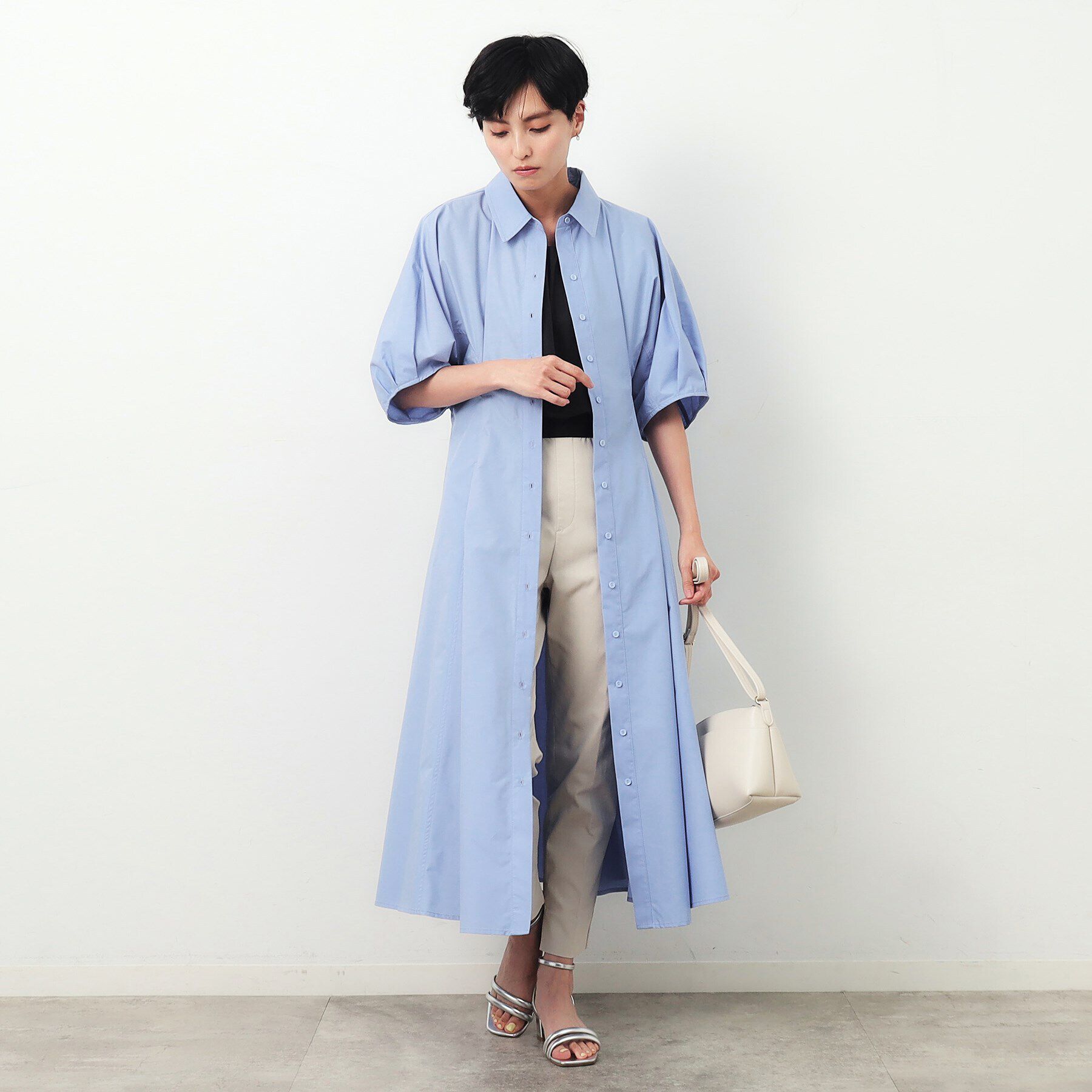 OPAQUE.CLIP「ドルマンスリーブシャツワンピース【洗濯機洗い可】」|ワンピース|