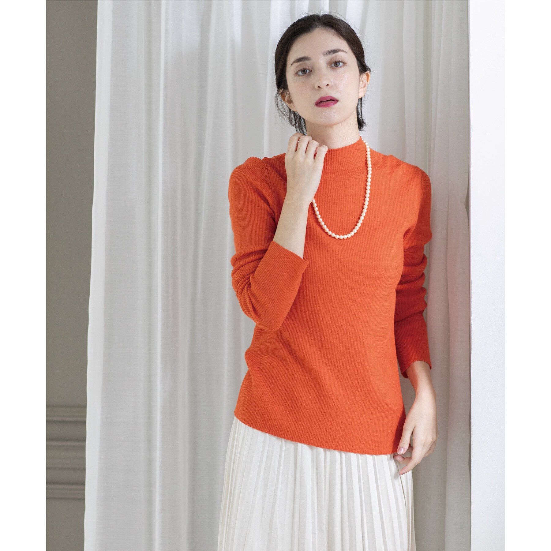 OPAQUE.CLIP「《5color》ハイネックシアーリブニット【洗濯機洗い可】」|ニット・セーター|