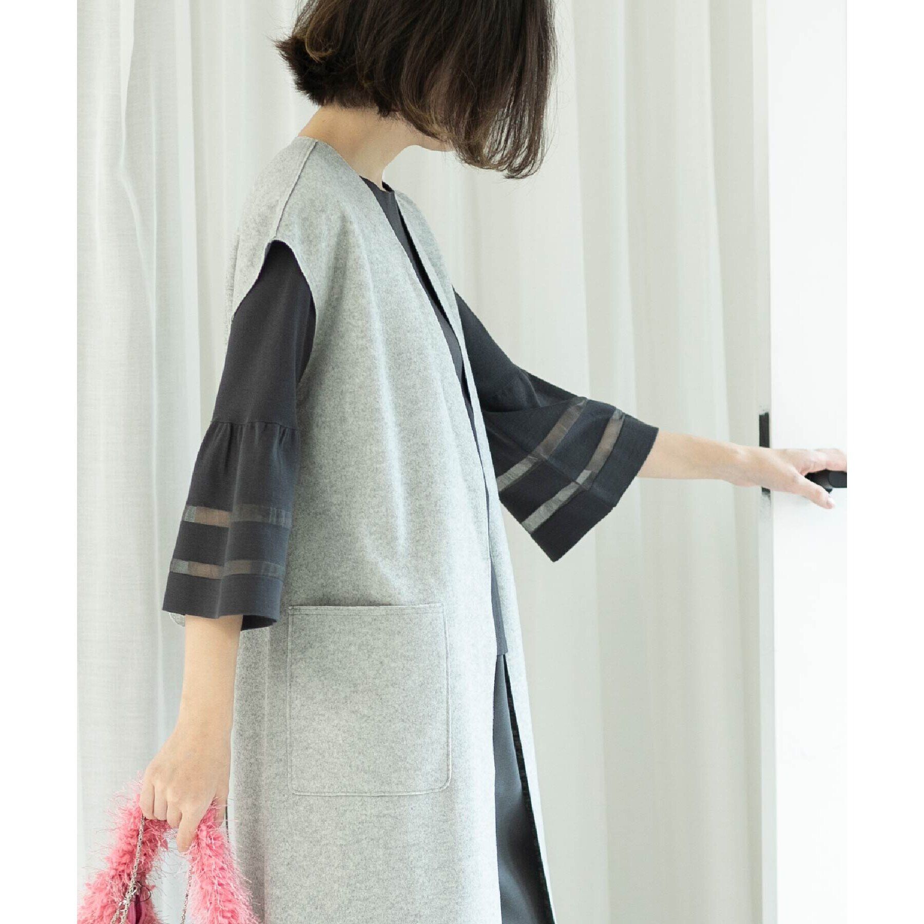 OPAQUE.CLIP「UV シアーフレアスリーブニット【抗ピル/洗濯機洗い可】」|ニット・セーター|