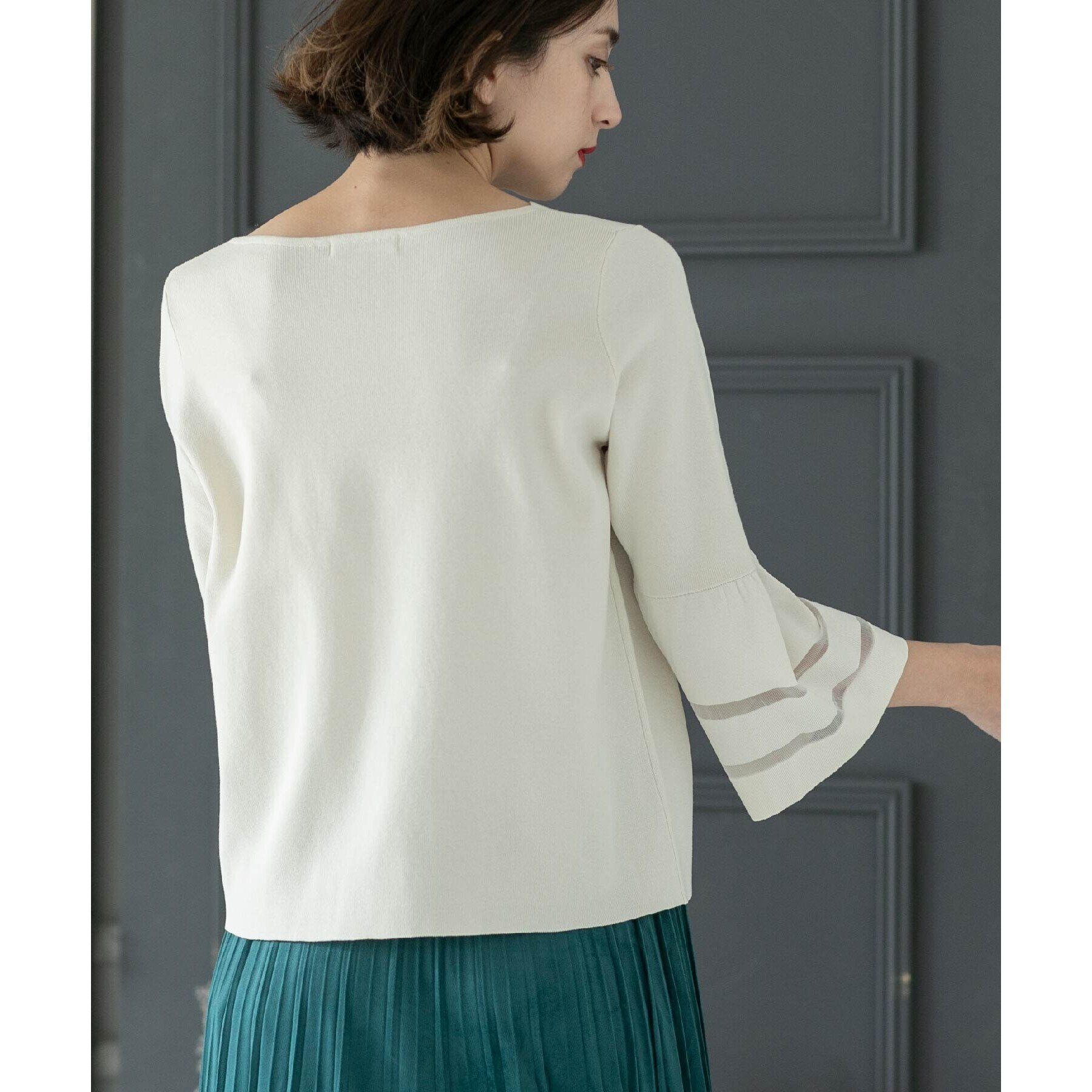 OPAQUE.CLIP「UV シアーフレアスリーブニット【抗ピル/洗濯機洗い可】」|ニット・セーター|