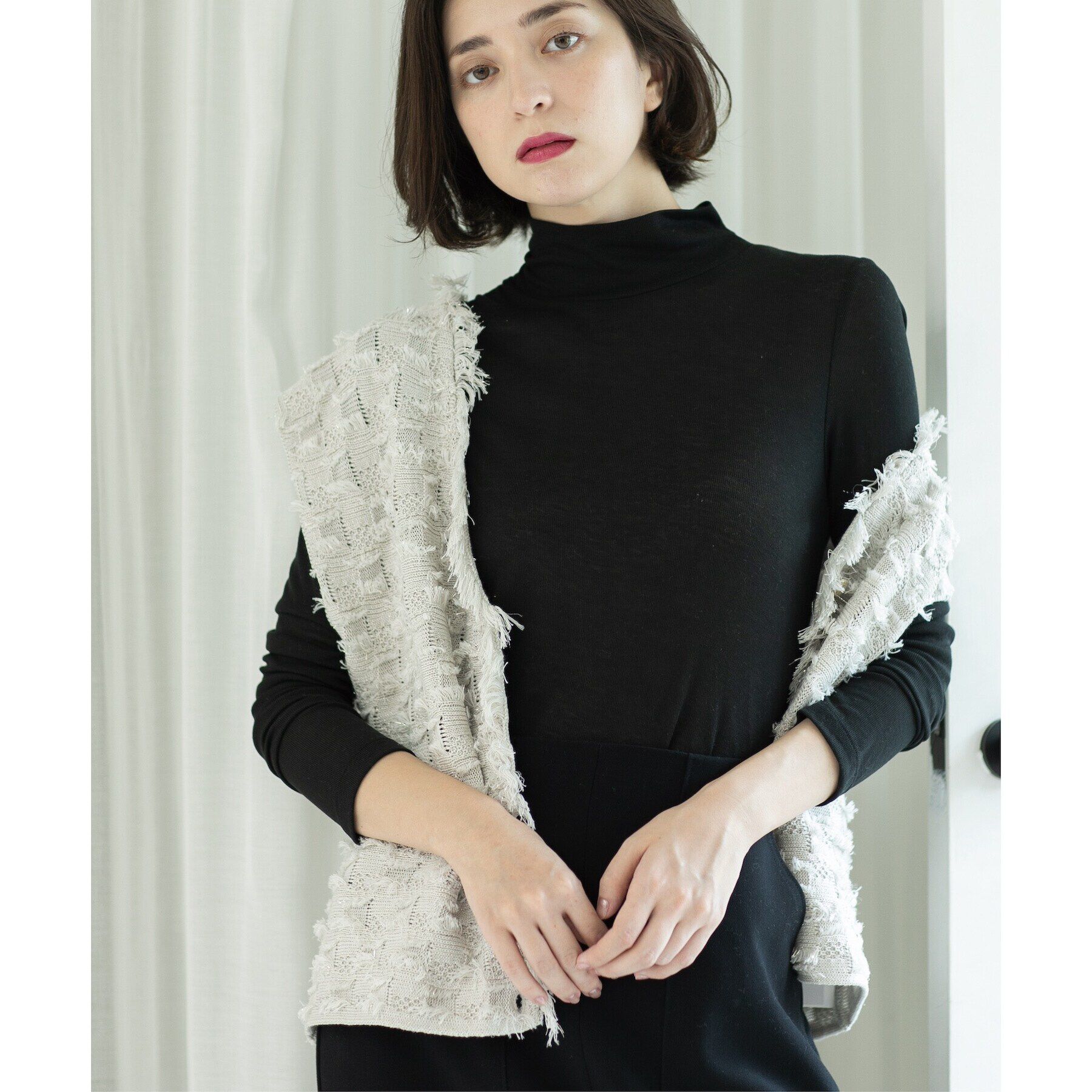 OPAQUE.CLIP「シアーガーゼハイネックカットソー／ネオサーモ【吸湿発熱/洗濯機洗い可】」|Tシャツ・カットソー|