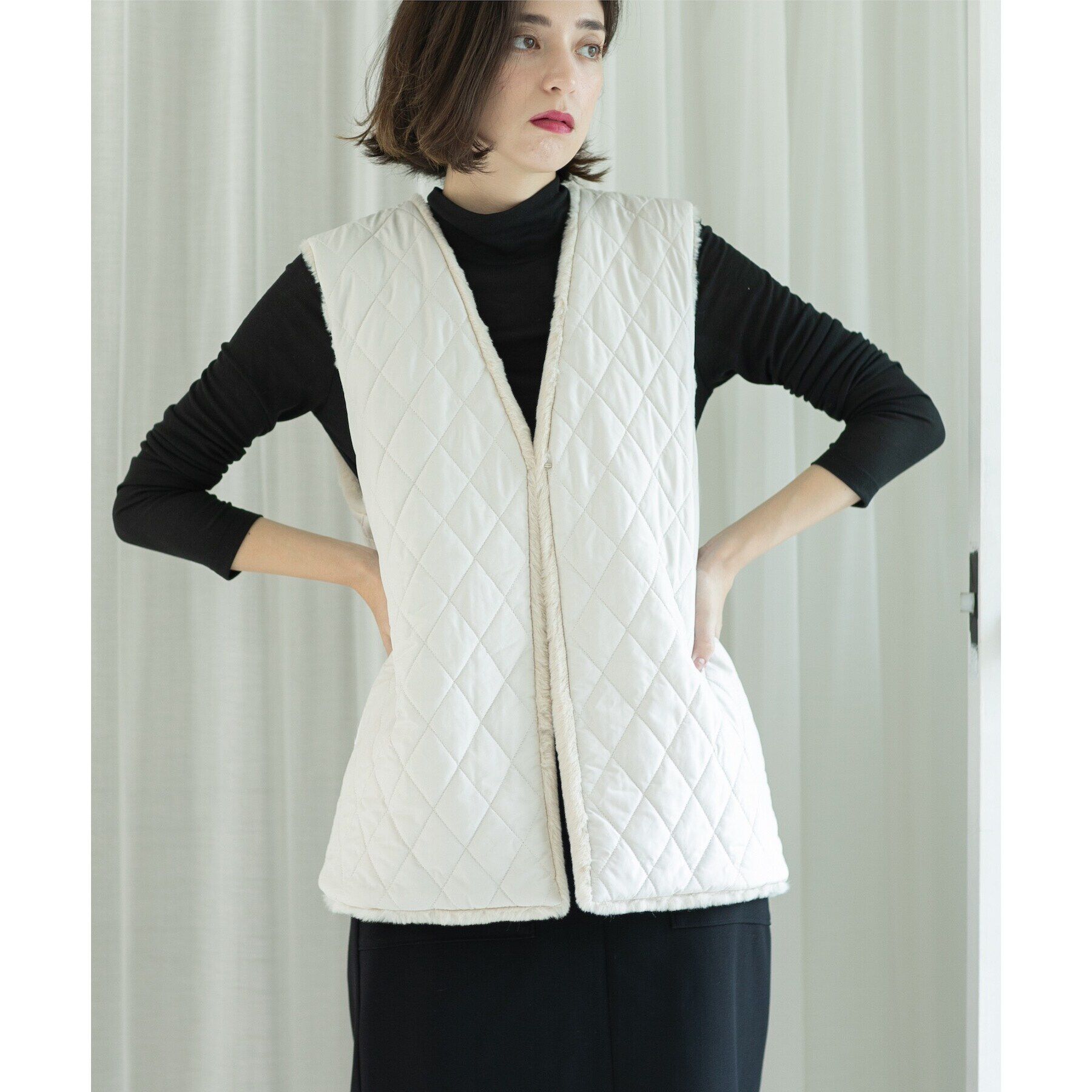 OPAQUE.CLIP「シアーガーゼハイネックカットソー／ネオサーモ【吸湿発熱/洗濯機洗い可】」|Tシャツ・カットソー|