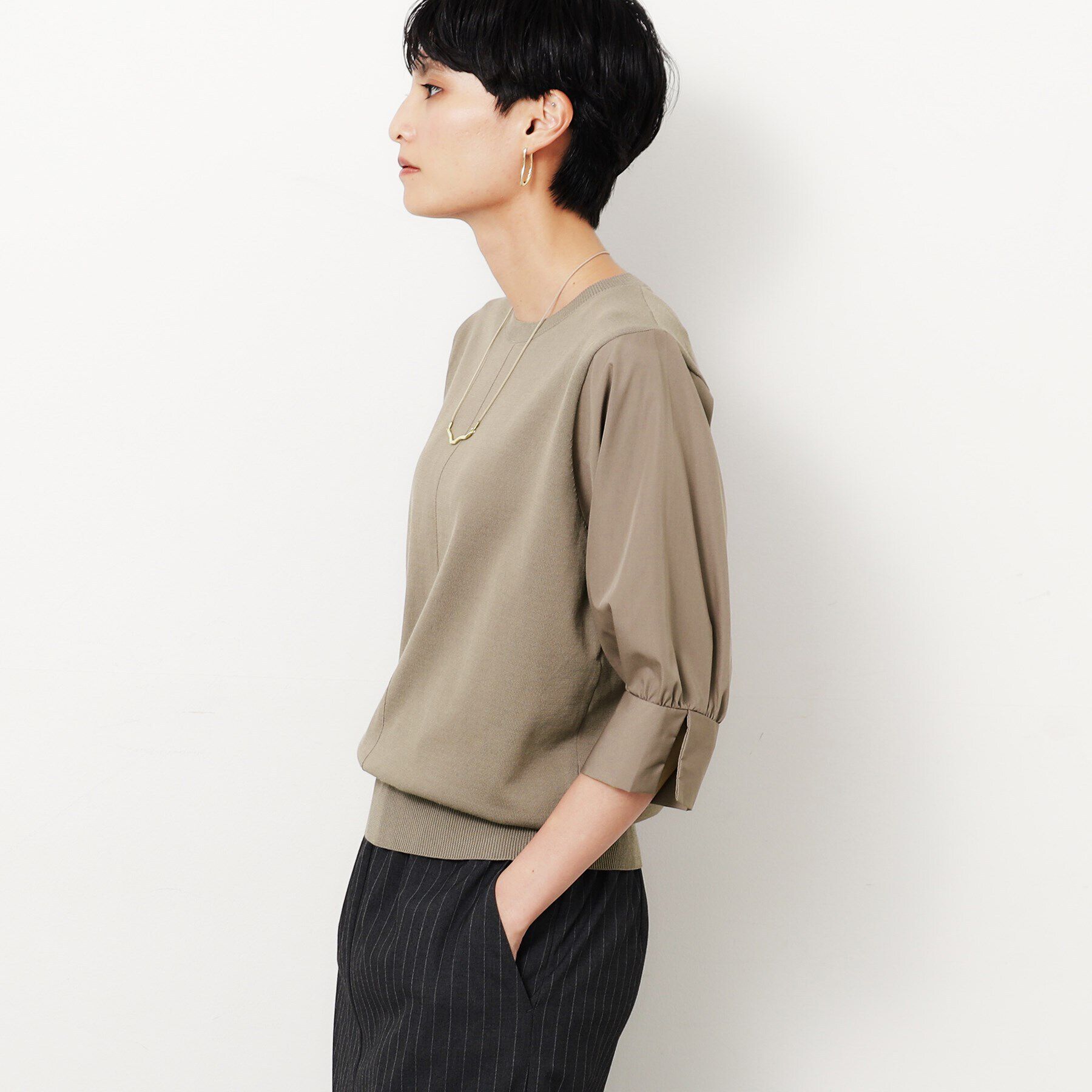 OPAQUE.CLIP「フハクスリーブドッキングニット【洗濯機洗い可/抗ピル】」|ニット・セーター|