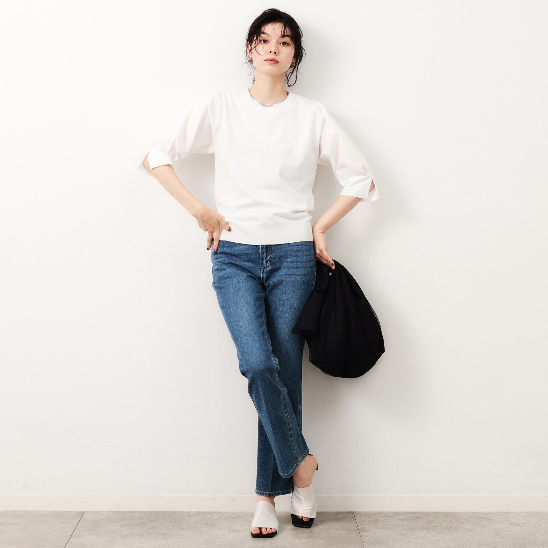 OPAQUE.CLIP「フハクスリーブドッキングニット【洗濯機洗い可/抗ピル】」|ニット・セーター|