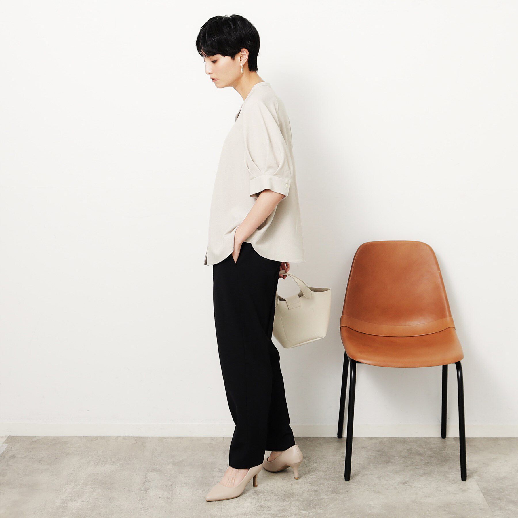 OPAQUE.CLIP「リネンライク タックデザインブラウス【洗濯機洗い可】」|シャツ・ブラウス|