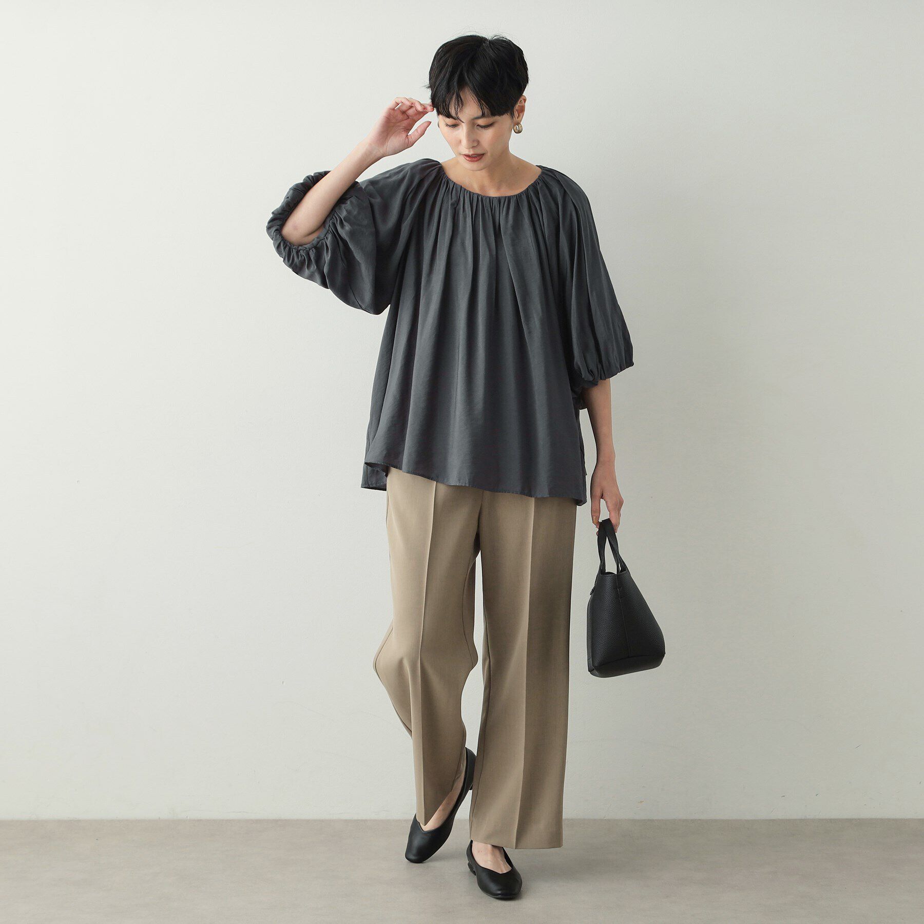 OPAQUE.CLIP「バルーンスリーブギャザーブラウス【洗濯機洗い可】」|シャツ・ブラウス|