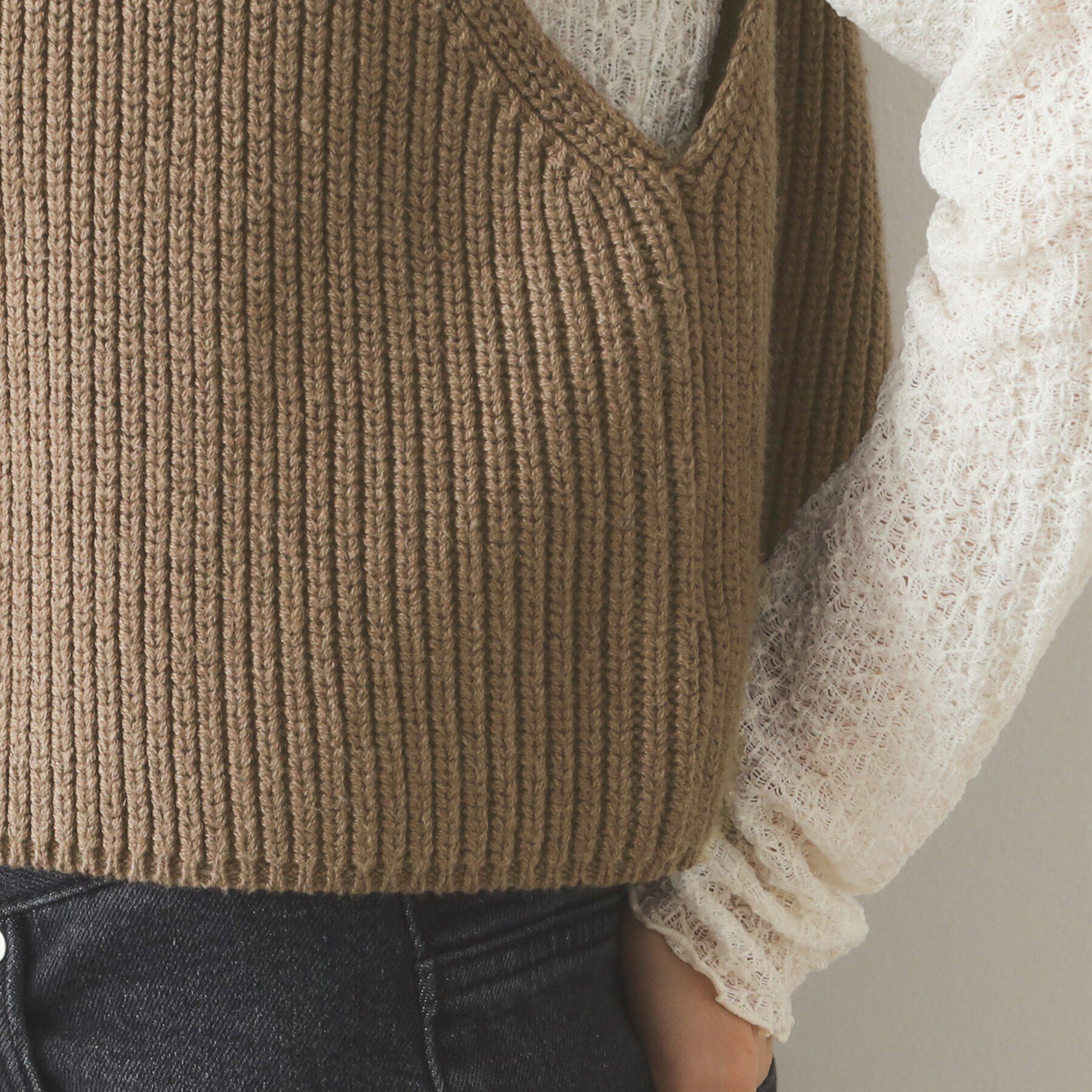 OPAQUE.CLIP「《CLASSY掲載》ハーフZIPニットベスト【洗濯機洗い可】」|ニット・セーター|