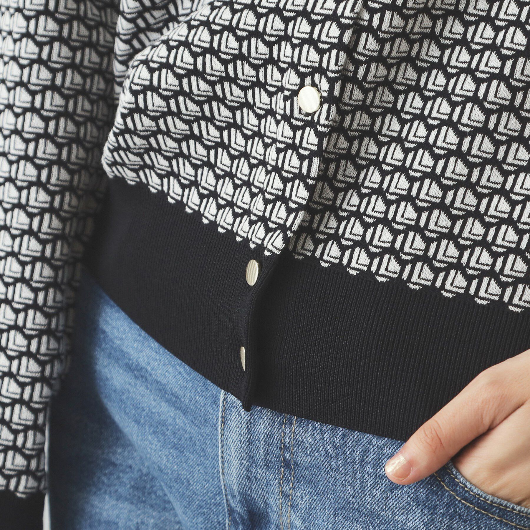 OPAQUE.CLIP「幾何学柄ジャカード ニットカーディガン【洗濯機洗い可/抗ピル】」|カーディガン|