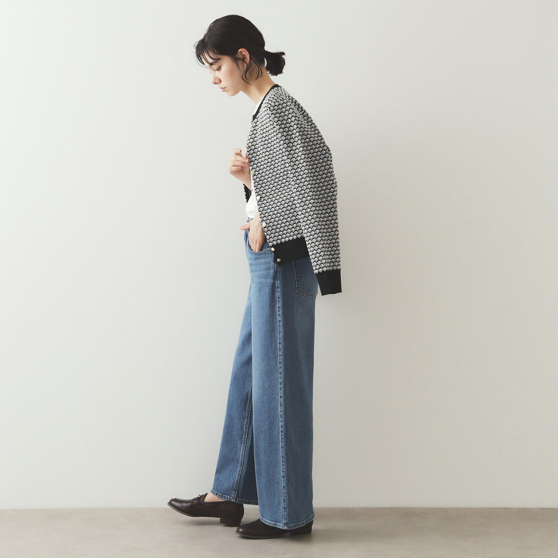 OPAQUE.CLIP「幾何学柄ジャカード ニットカーディガン【洗濯機洗い可/抗ピル】」|カーディガン|