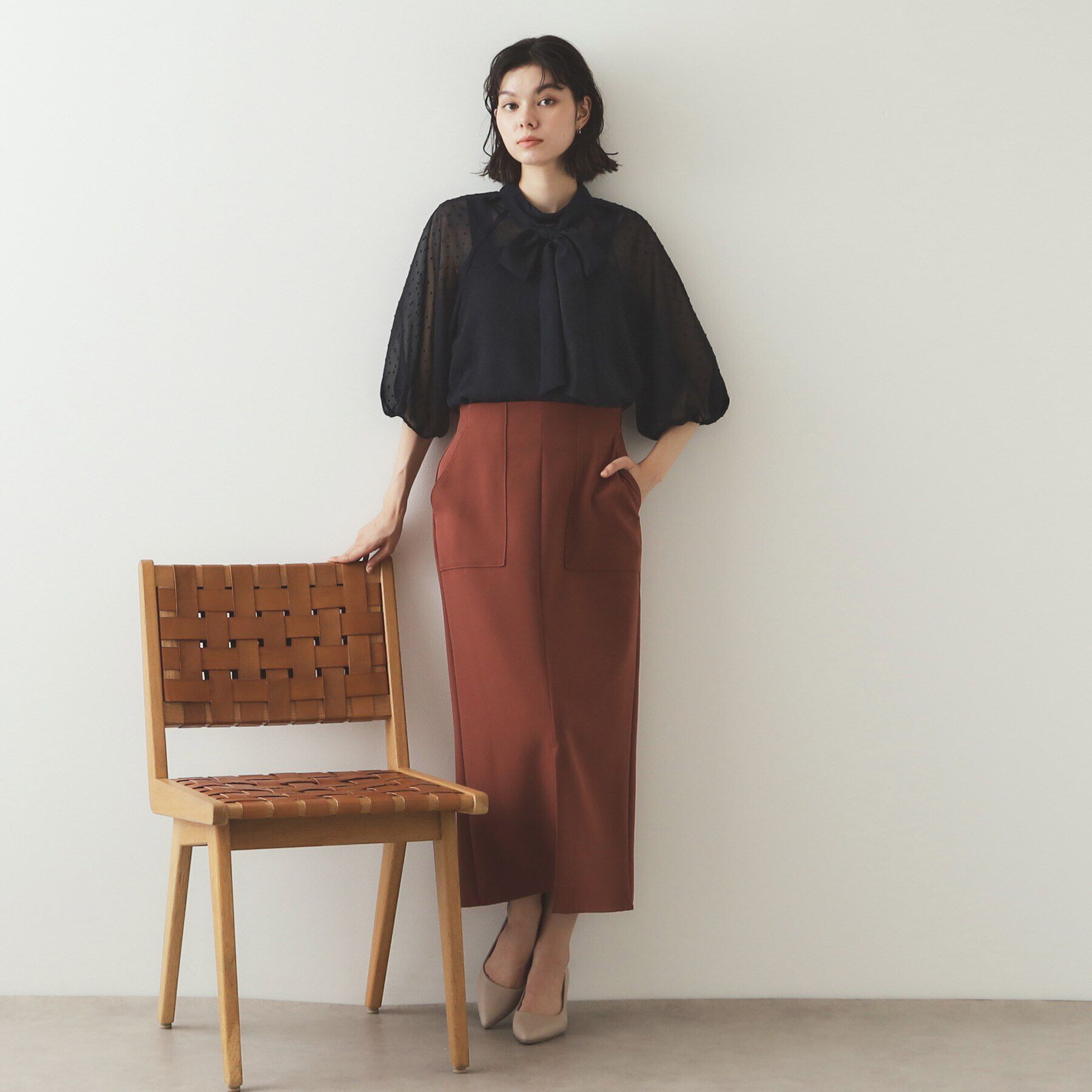 OPAQUE.CLIP「ドッドシアーボウタイブラウス【洗濯機洗い可】」|シャツ・ブラウス|