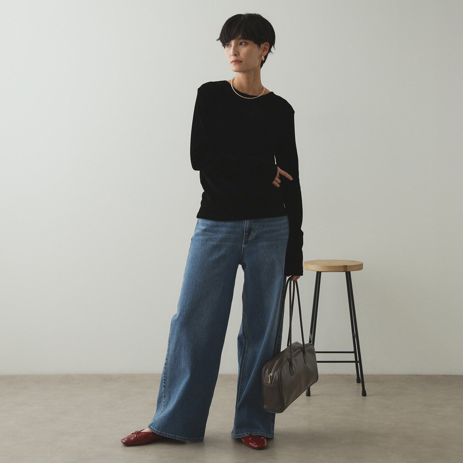 OPAQUE.CLIP「《CLASSY掲載》シアーベロアトップス【洗濯機洗い可】」|Tシャツ・カットソー|