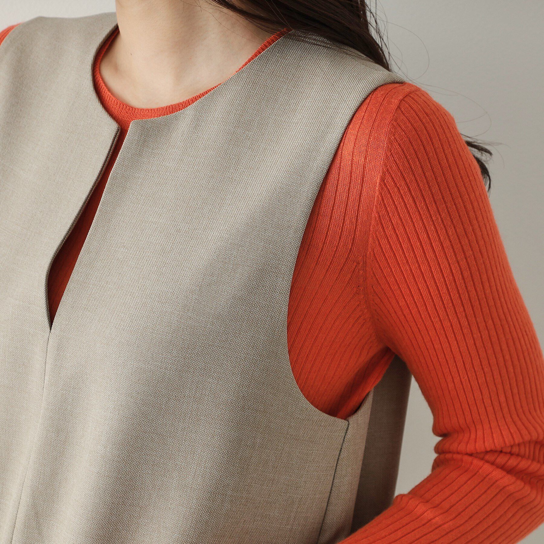 OPAQUE.CLIP「キーネックIラインジャンスカ【洗える/ストレッチ/抗ピル】」|ワンピース|