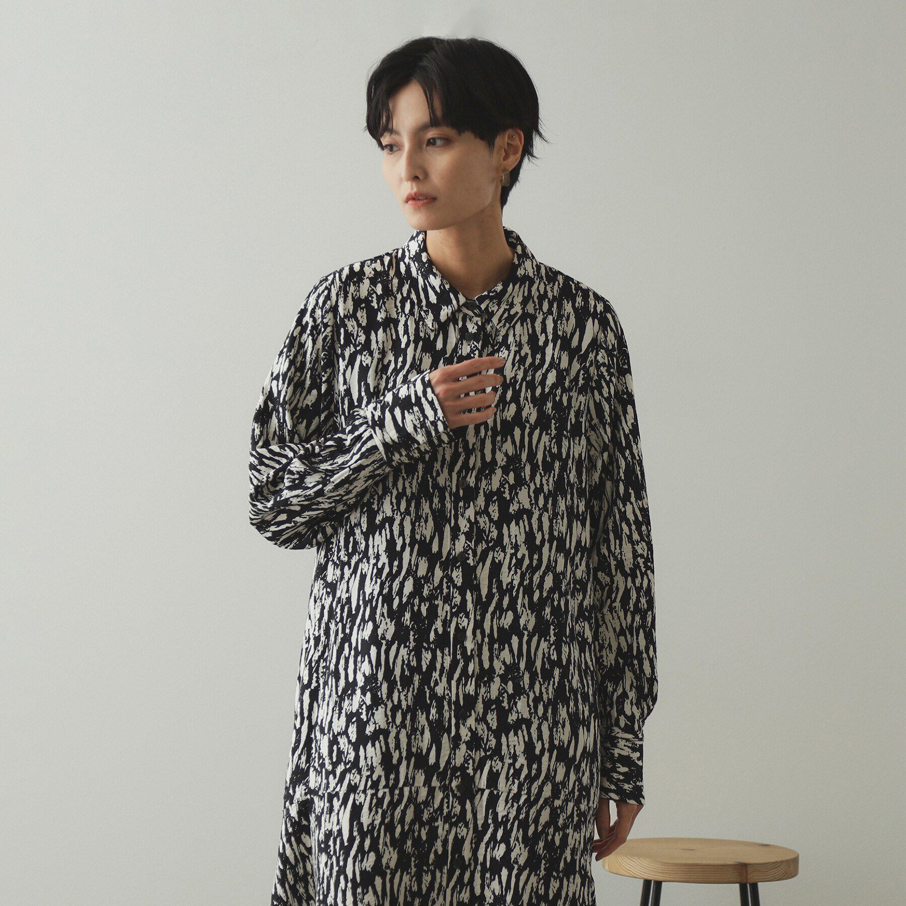 OPAQUE.CLIP「ジオメトリック/レオパードプリントワンピース」|ワンピース|