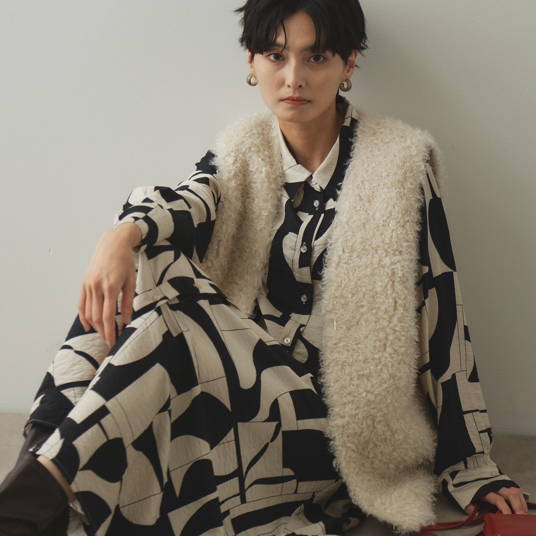 OPAQUE.CLIP「ジオメトリック/レオパードプリントワンピース」|ワンピース|