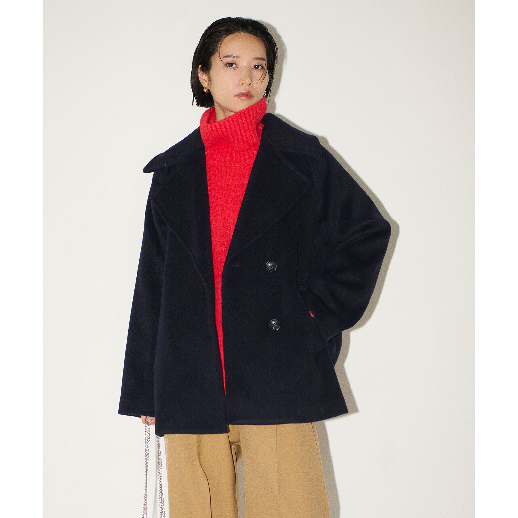 OPAQUE.CLIP「《S-LLsize》ウールカシミヤブレンド ミドルピーコート」|ピーコート|