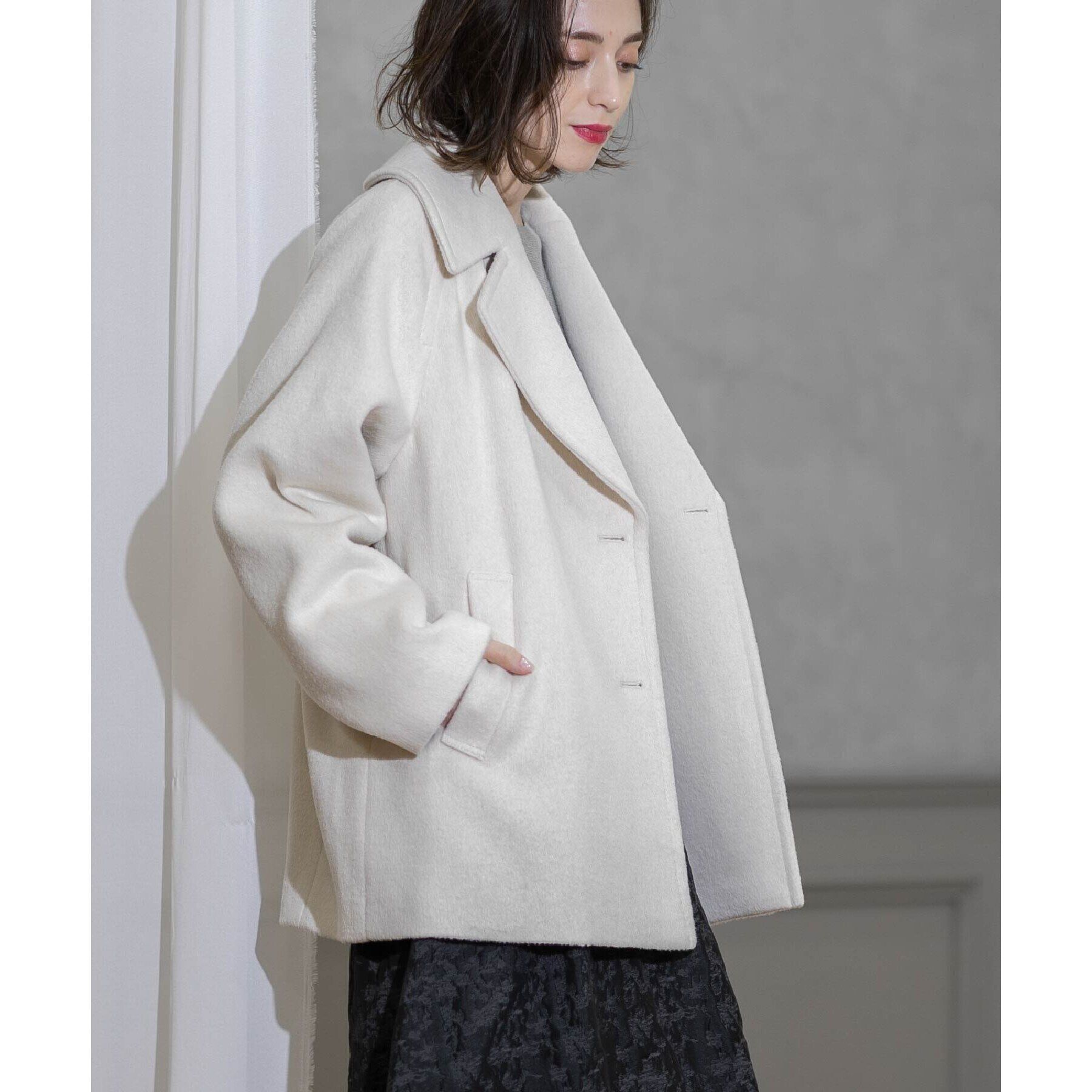 OPAQUE.CLIP「《S-LLsize》ウールカシミヤブレンド ミドルピーコート」|ピーコート|