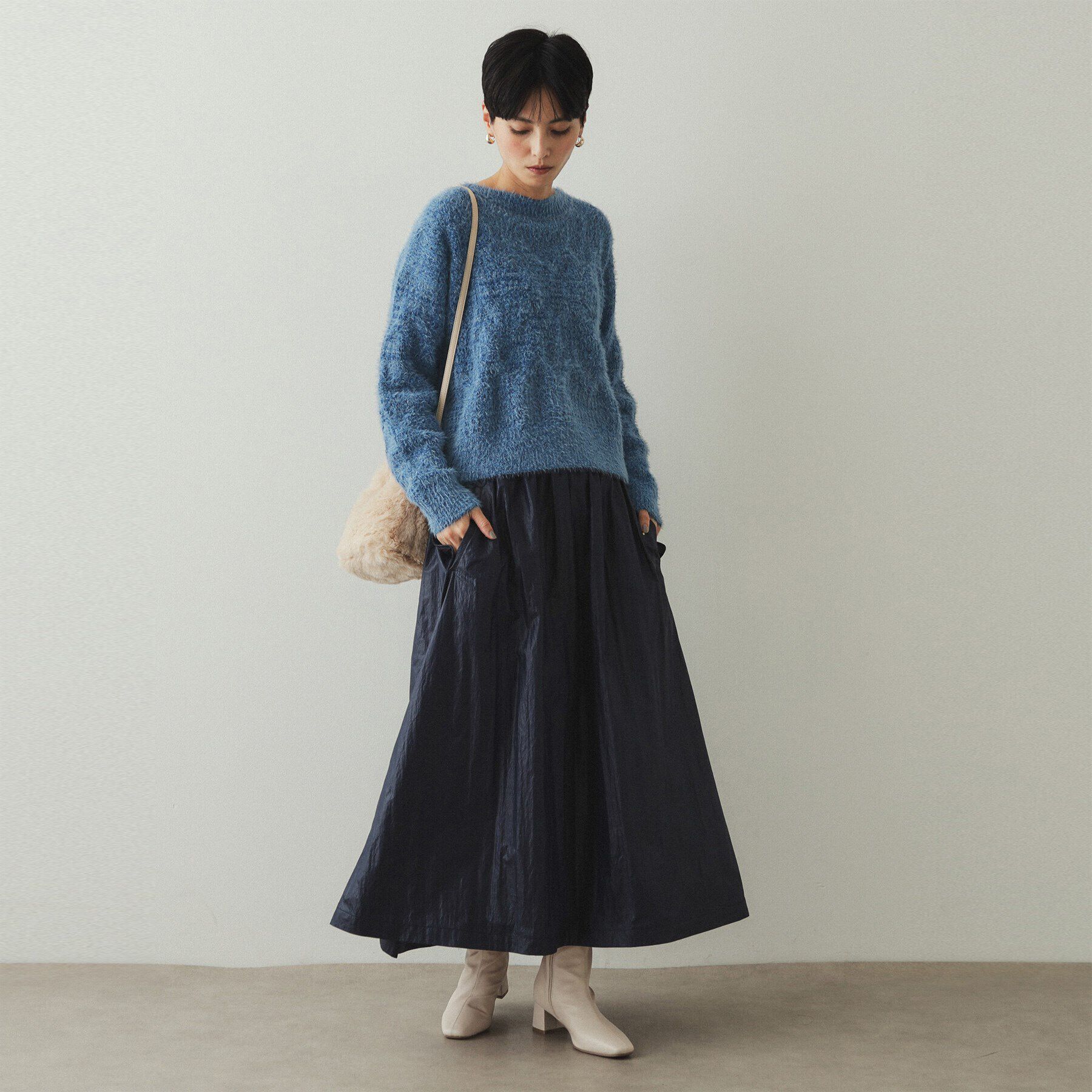 OPAQUE.CLIP「モールフェザーラメケーブルニット【洗濯機洗い可】」|ニット・セーター|