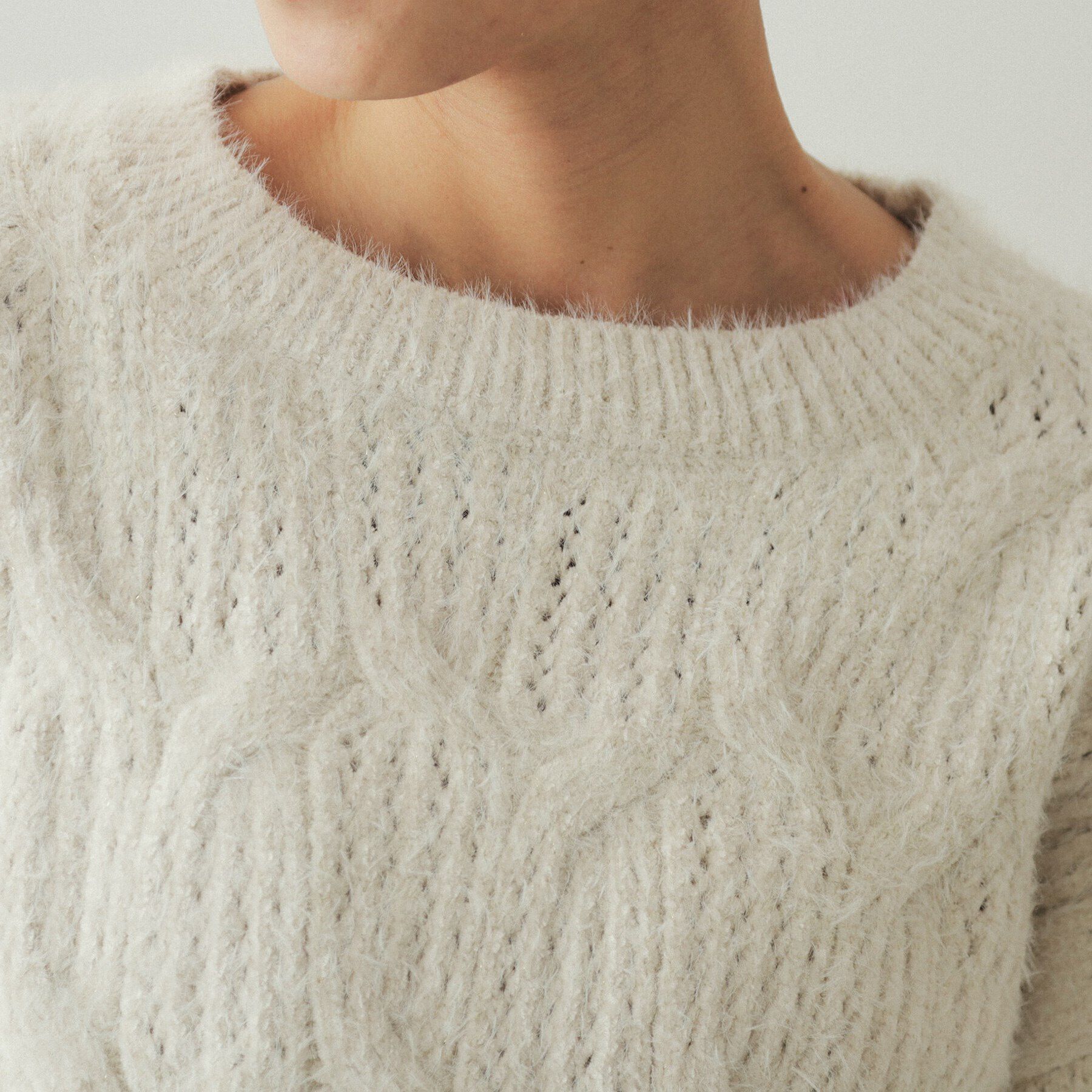 OPAQUE.CLIP「モールフェザーラメケーブルニット【洗濯機洗い可】」|ニット・セーター|