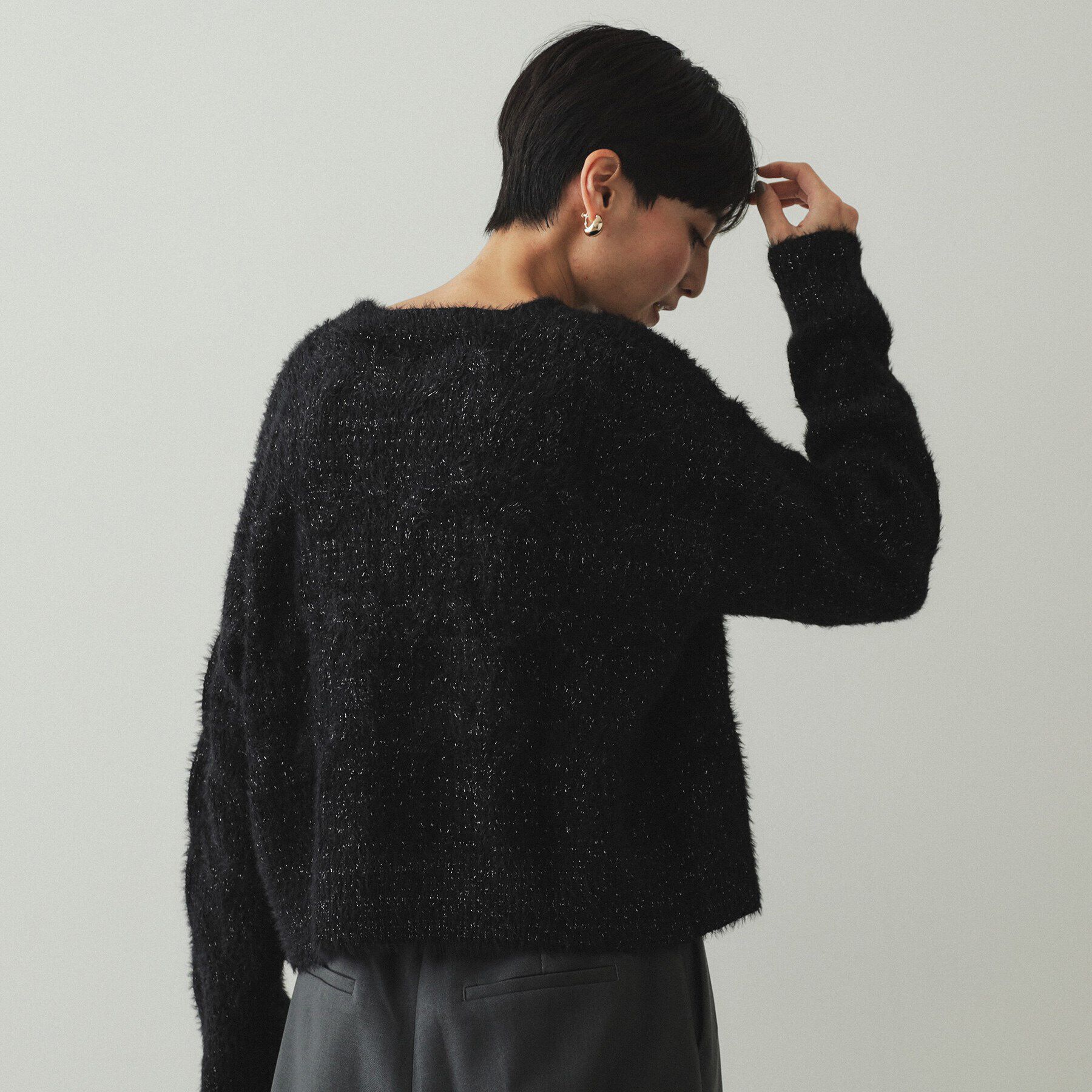 OPAQUE.CLIP「モールフェザーラメケーブルニット【洗濯機洗い可】」|ニット・セーター|