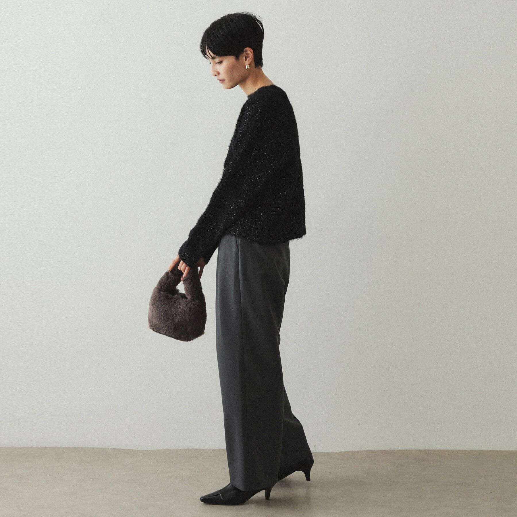 OPAQUE.CLIP「モールフェザーラメケーブルニット【洗濯機洗い可】」|ニット・セーター|