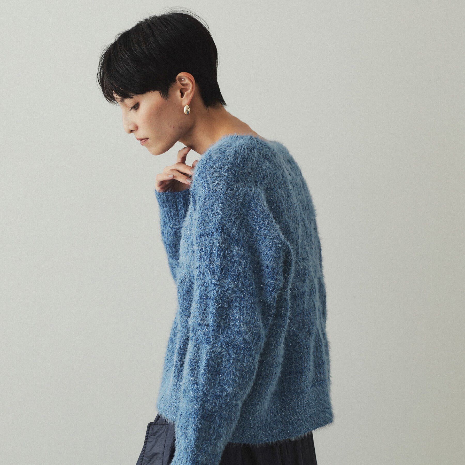 OPAQUE.CLIP「モールフェザーラメケーブルニット【洗濯機洗い可】」|ニット・セーター|
