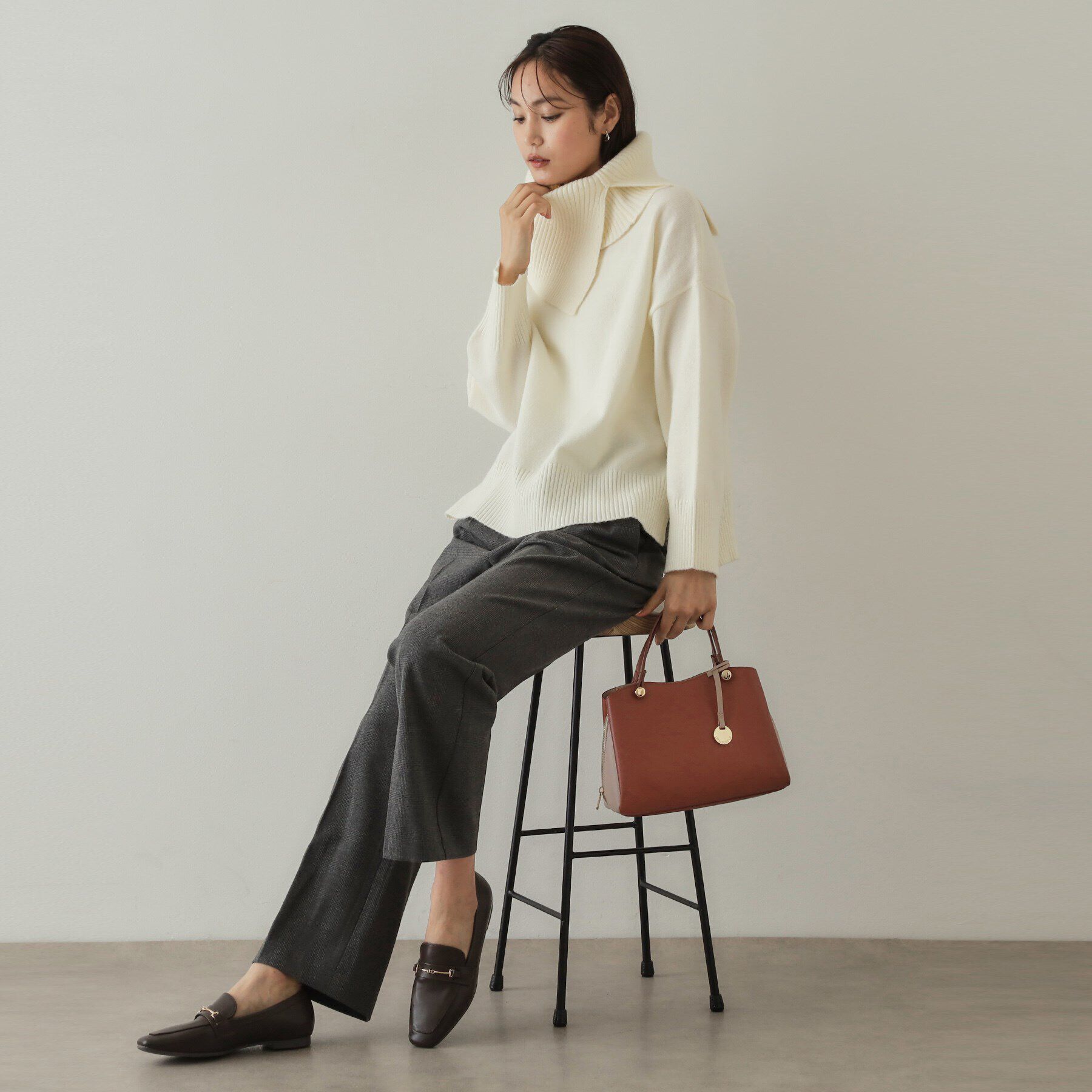 OPAQUE.CLIP「2WAYネックウォーマー付ニット【洗濯機洗い可】」|ニット・セーター|